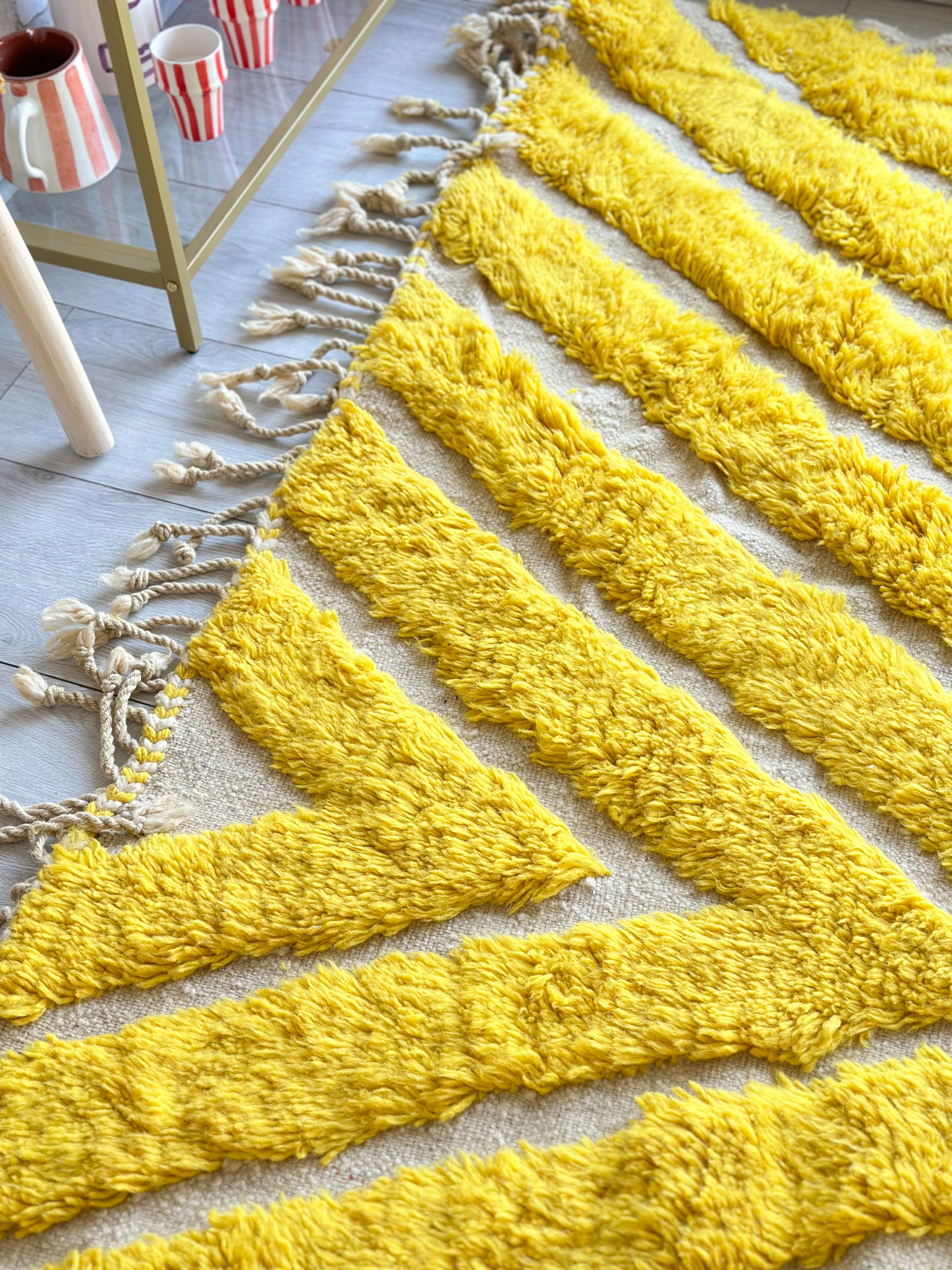 Tapis berbère jaune, Beni Ouarain coloré - n°685
