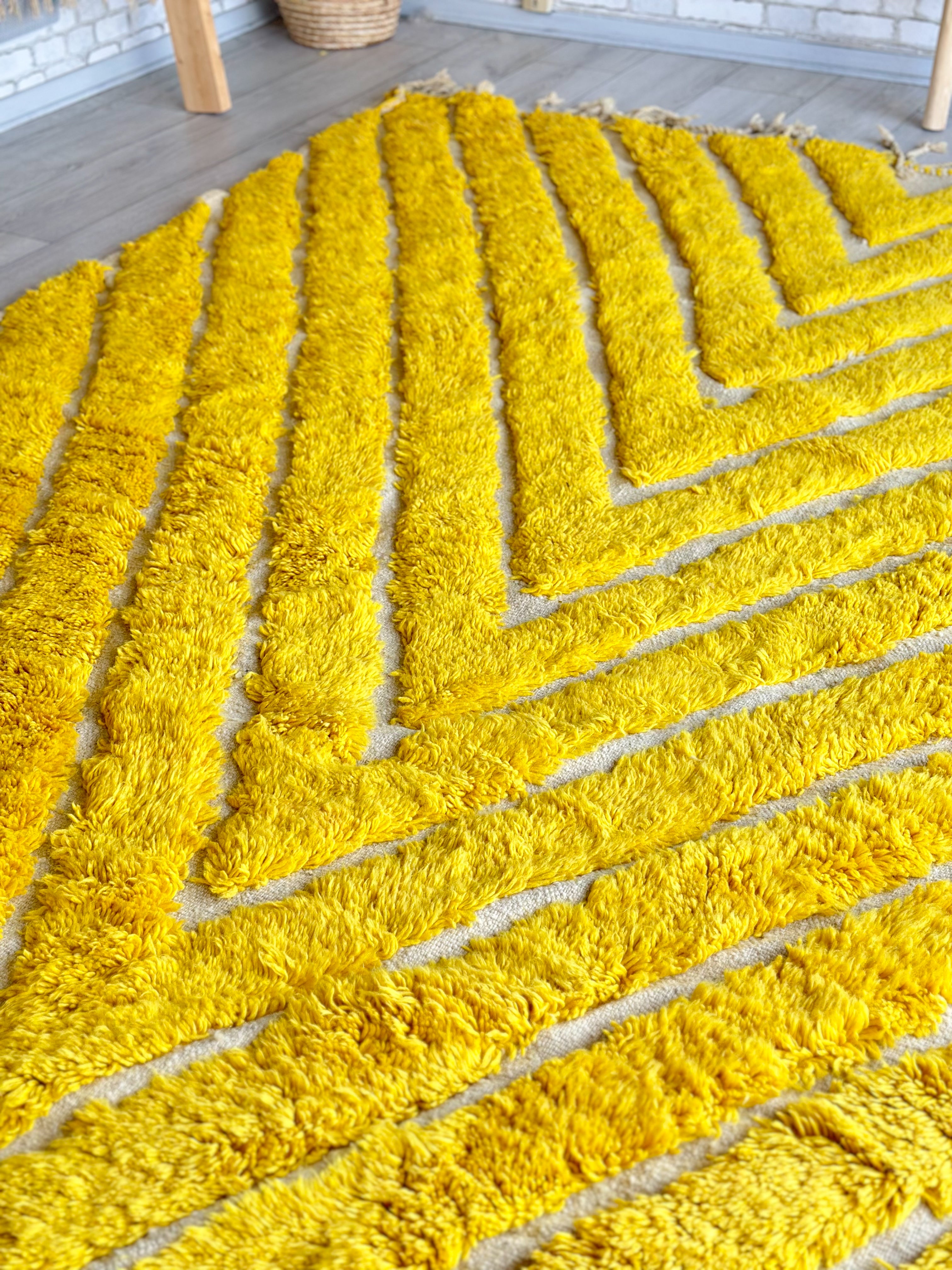 Tapis berbère jaune, Beni Ouarain coloré - n°685