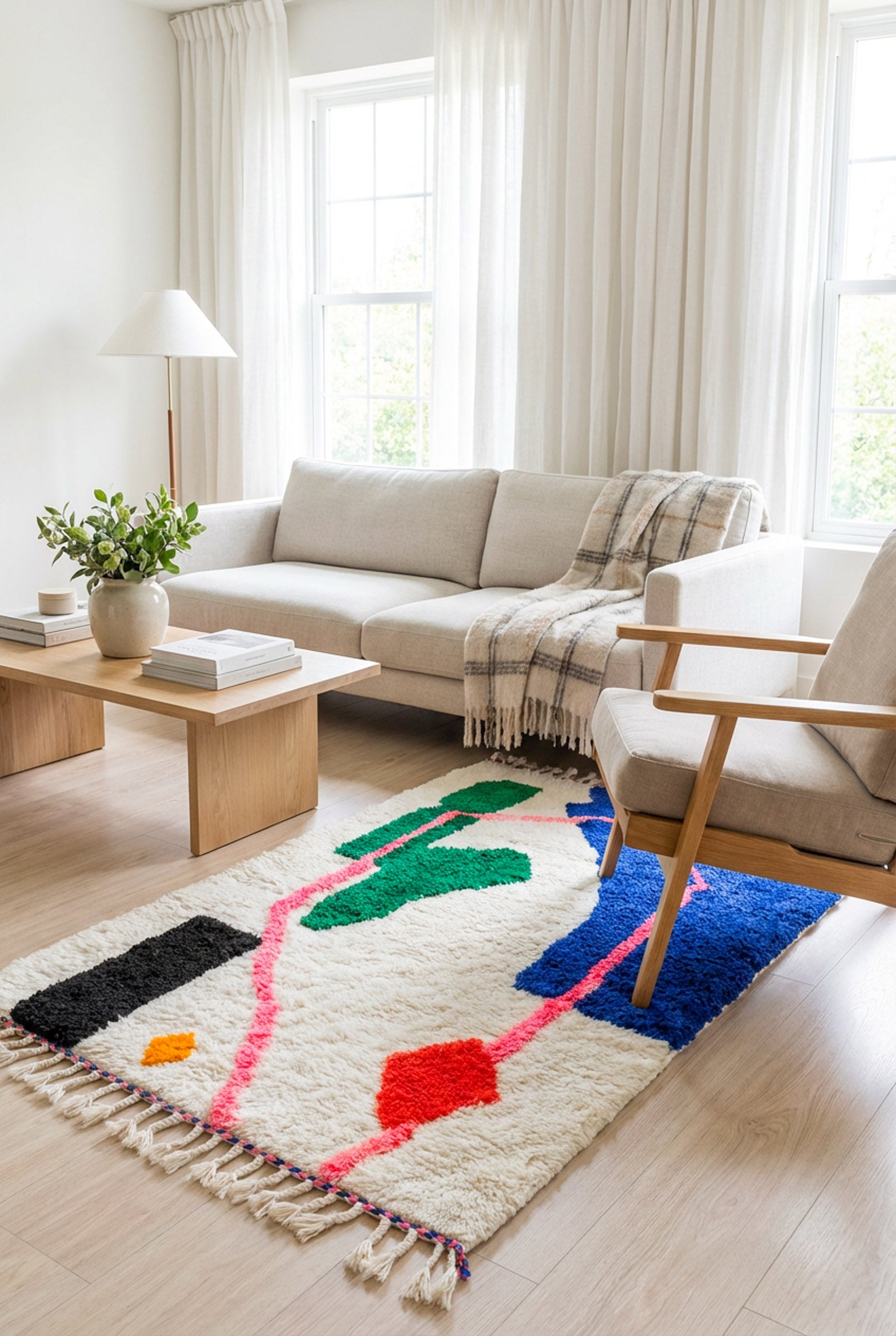 Bunter Berberteppich 96 x 169 cm - Nr. 2457