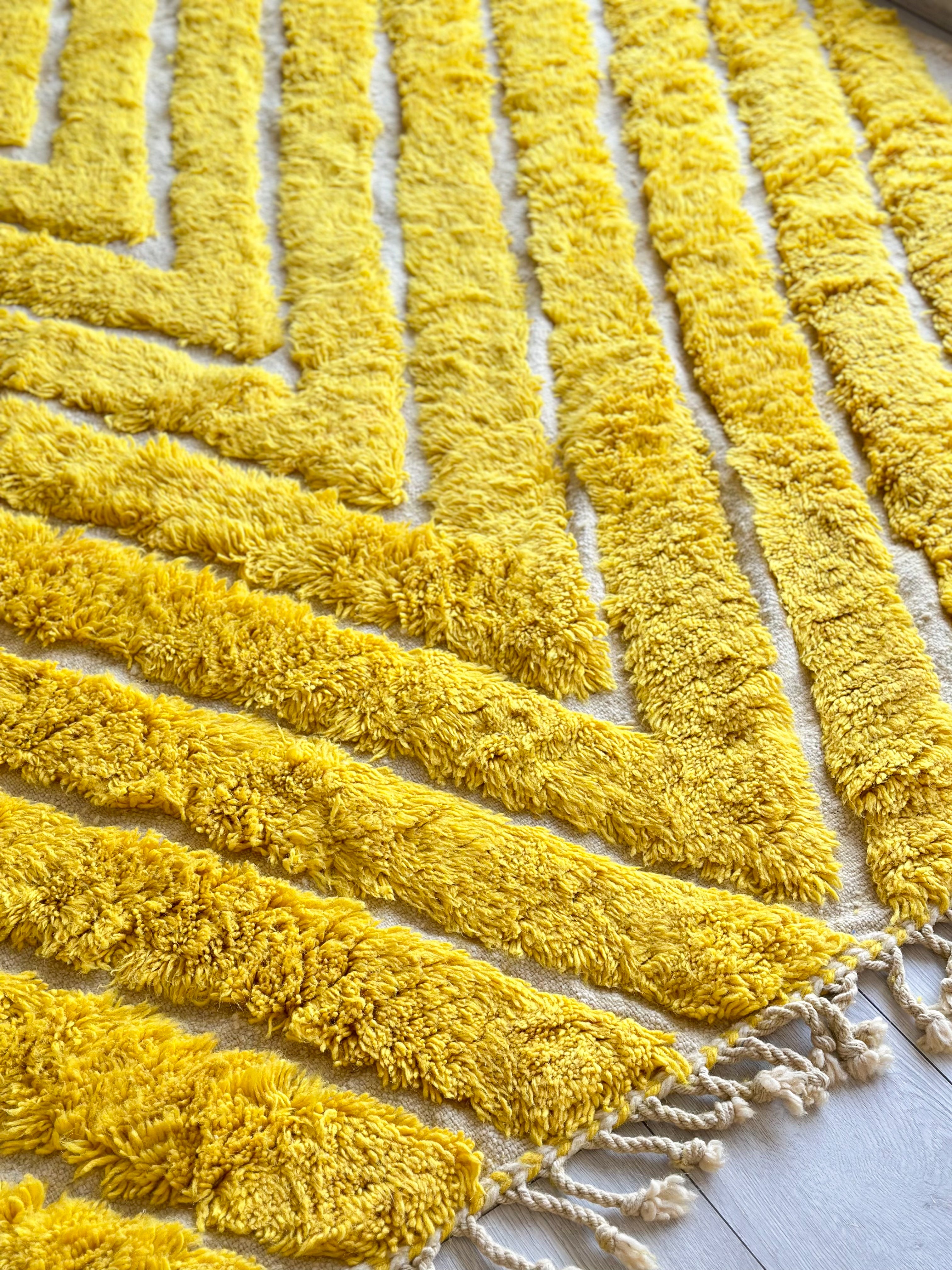 Tapis berbère jaune, Beni Ouarain coloré - n°685