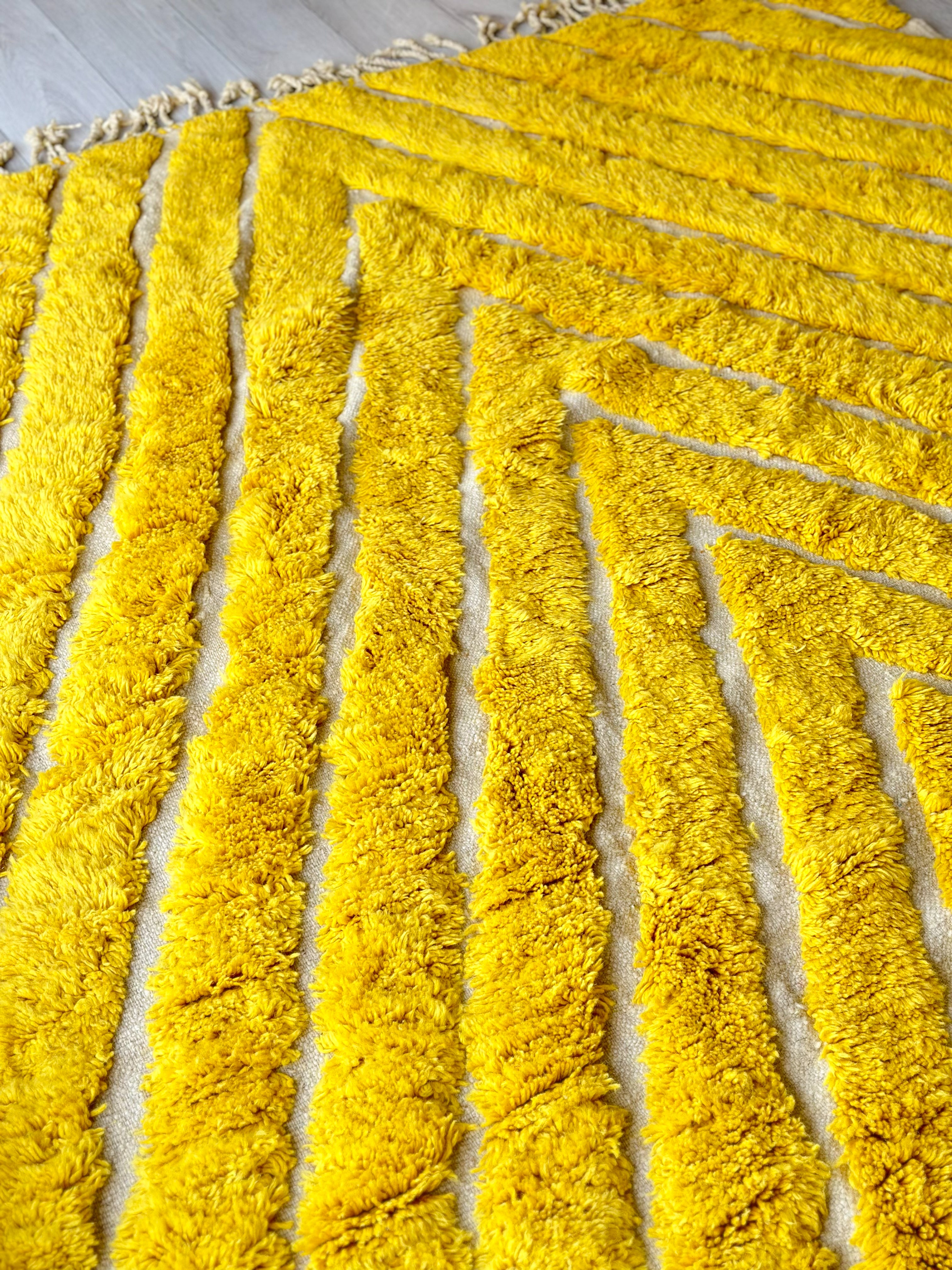 Tapis berbère jaune, Beni Ouarain coloré - n°685