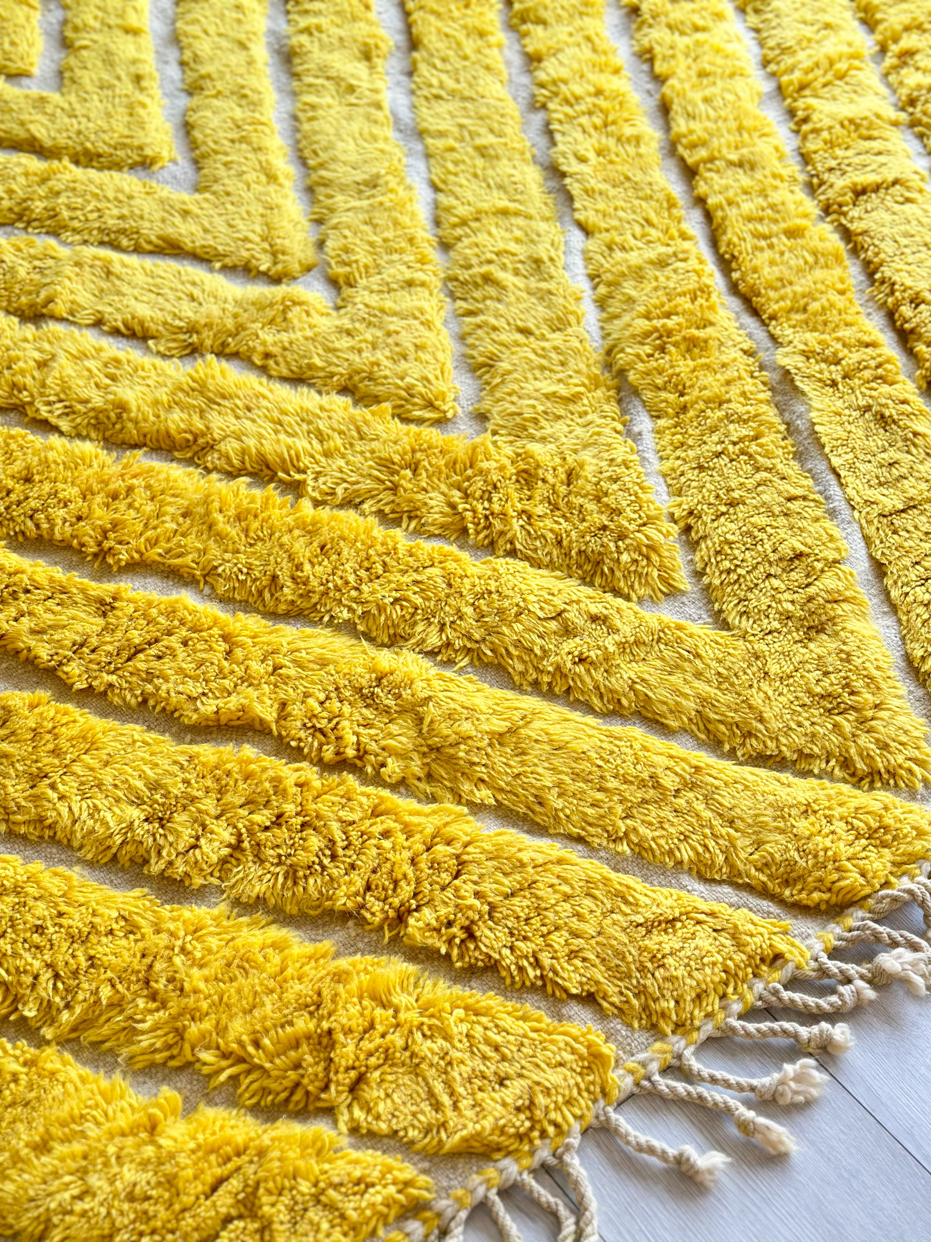Tapis berbère jaune, Beni Ouarain coloré - n°685