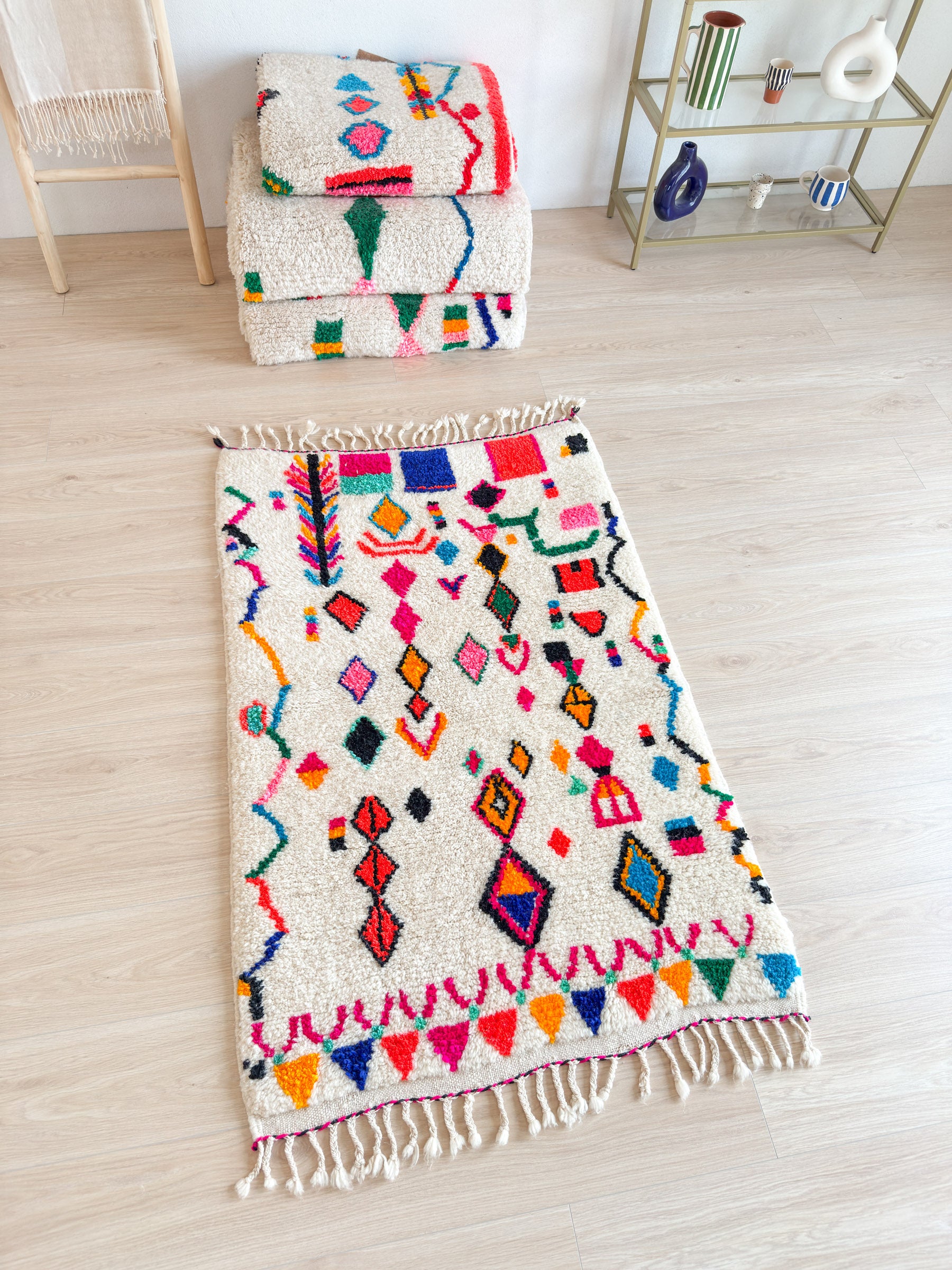 Tapis berbère coloré 96 x 165 cm - n°2058