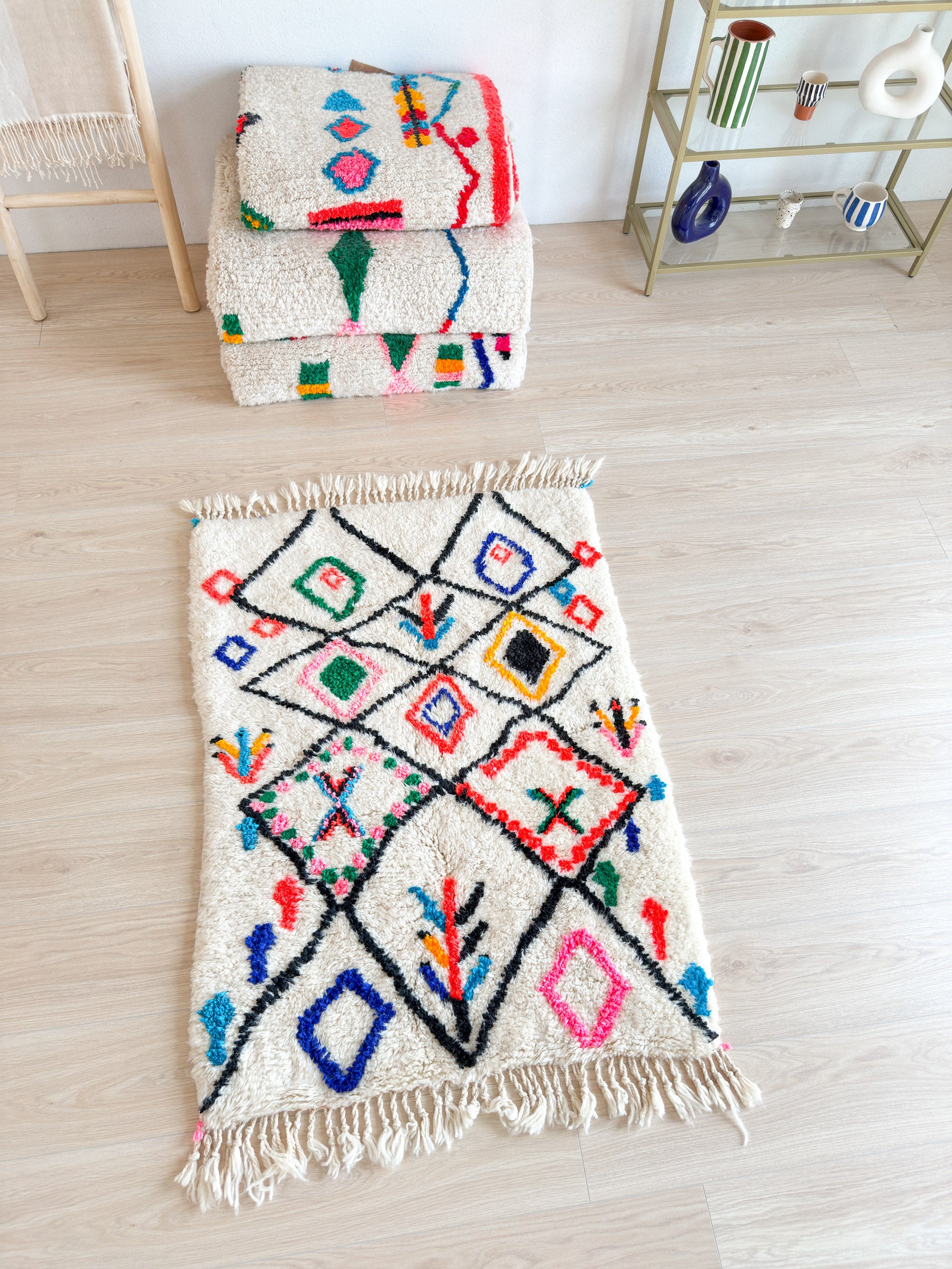 Tapis berbère coloré 96 x 145 cm - n°2068