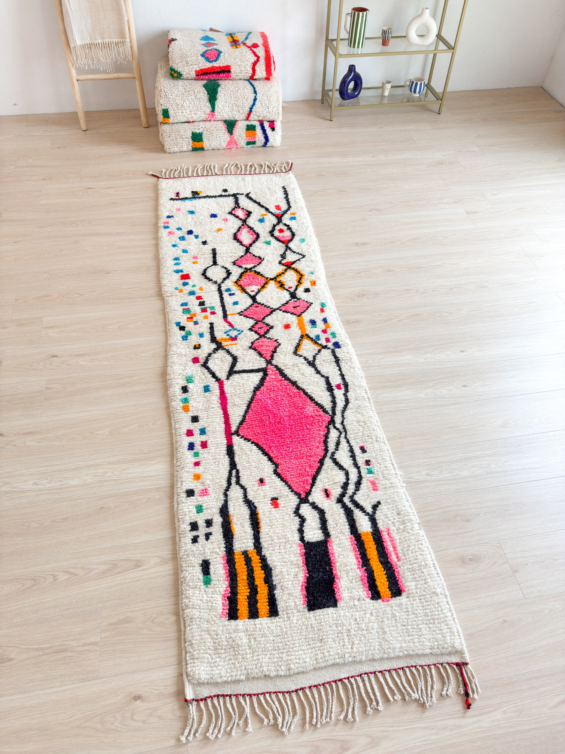 Tapis de couloir berbère coloré 82 x 302 cm - n°1944