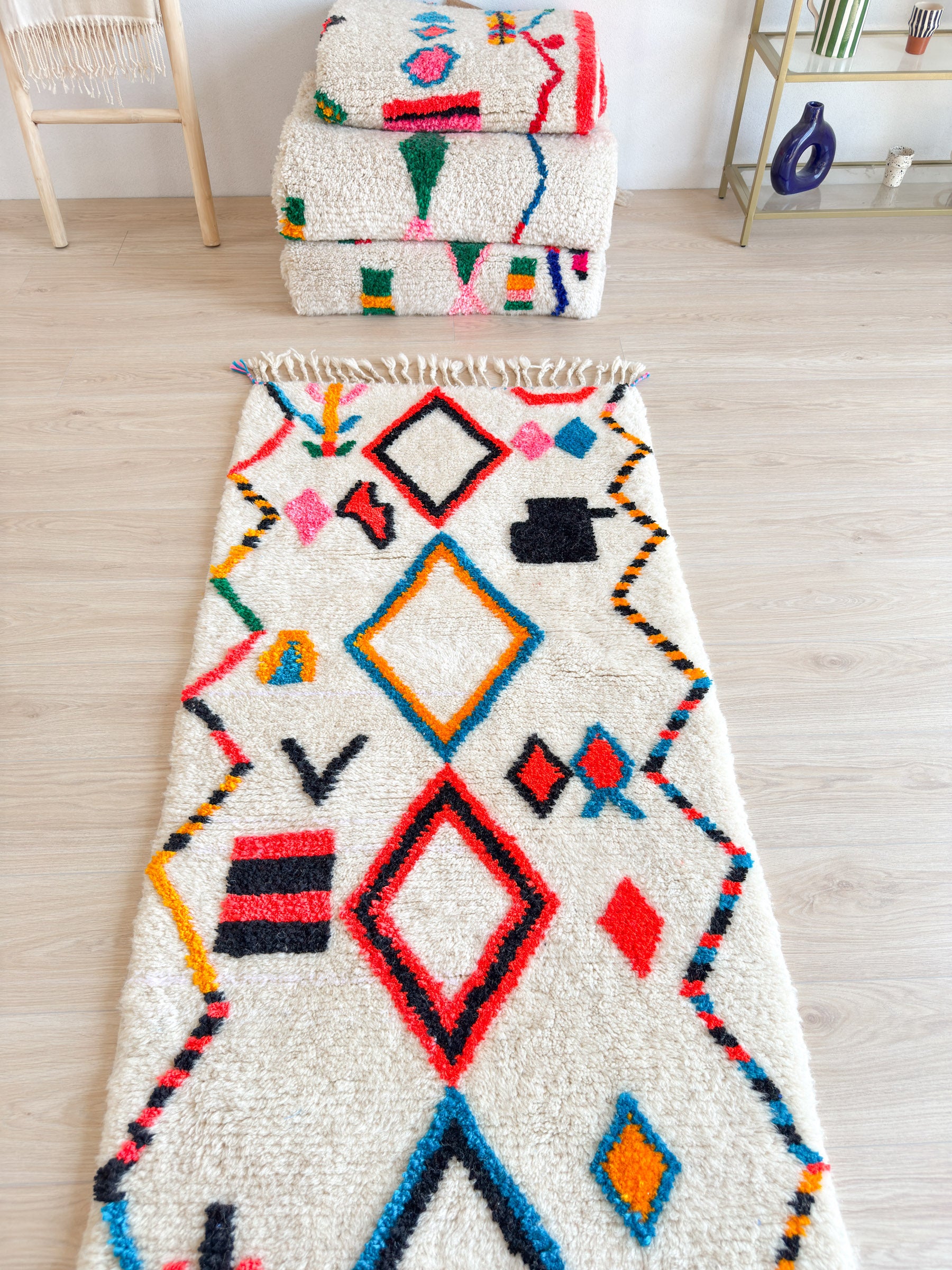 Tapis de couloir berbère coloré 87 x 320 cm - n°1951