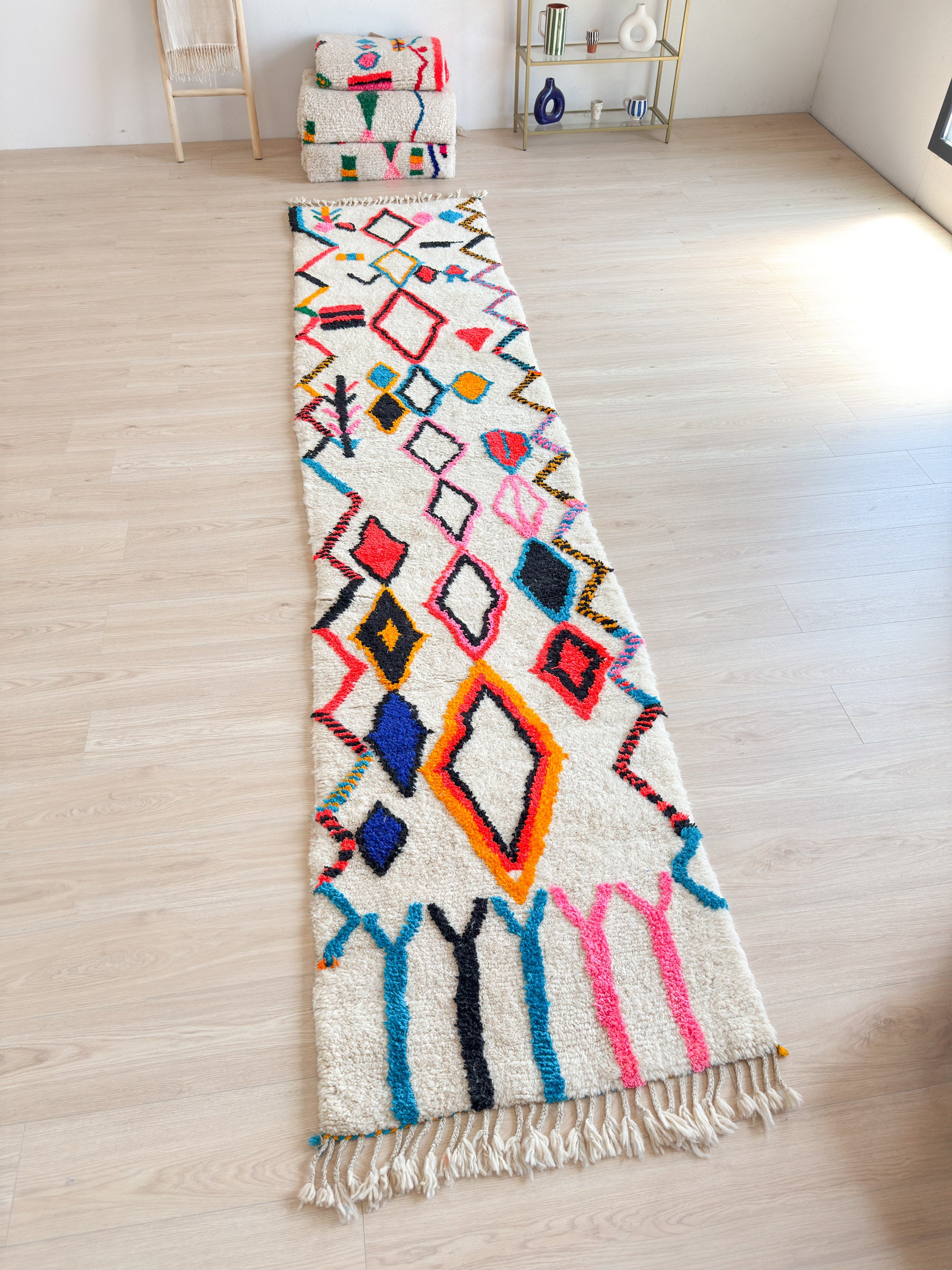 Tapis de couloir berbère coloré 86 x 430 cm - n°1929