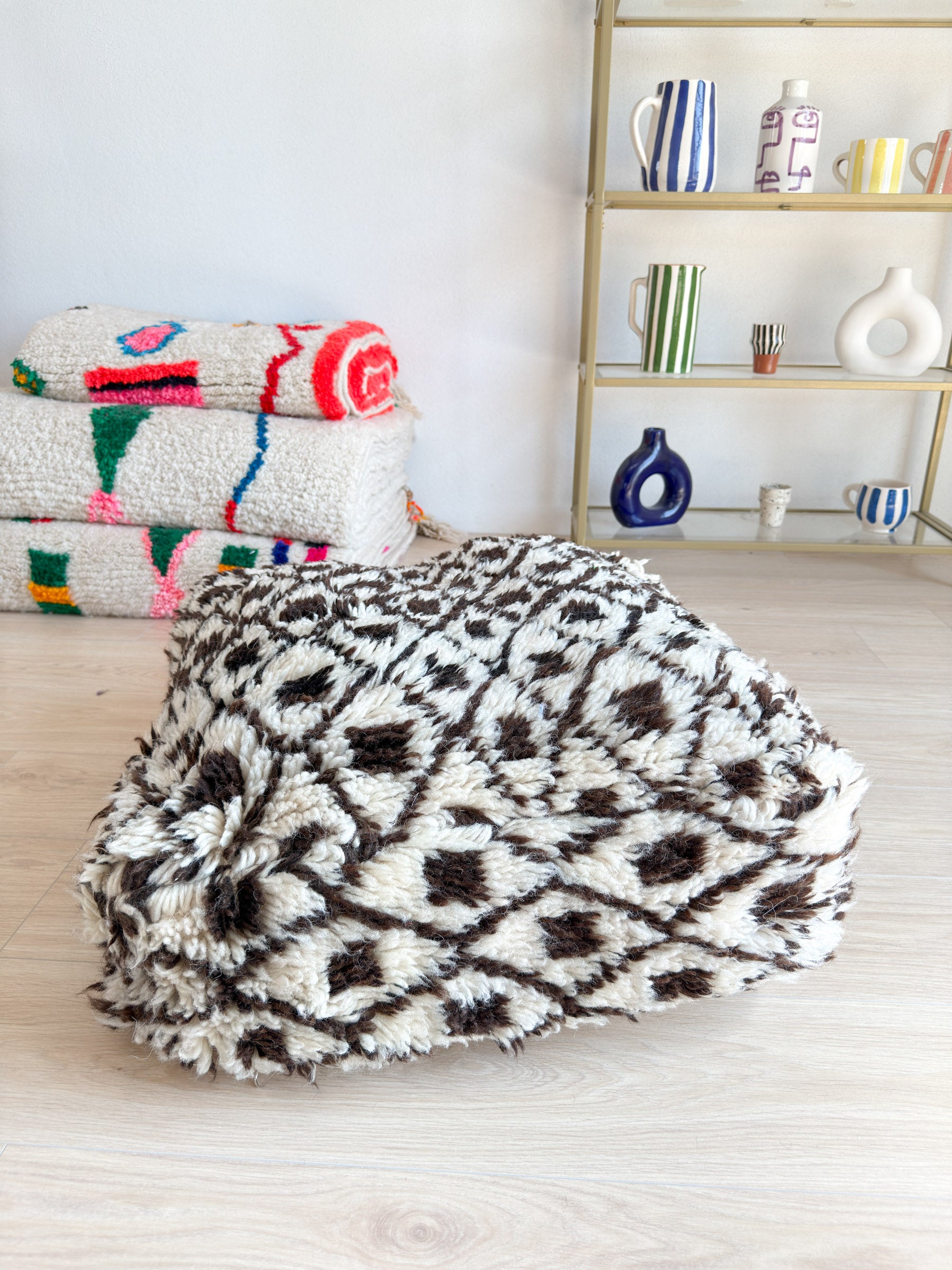 Moroccan pouf, colorful Berber pouf - 60 x 60 cm - n°36