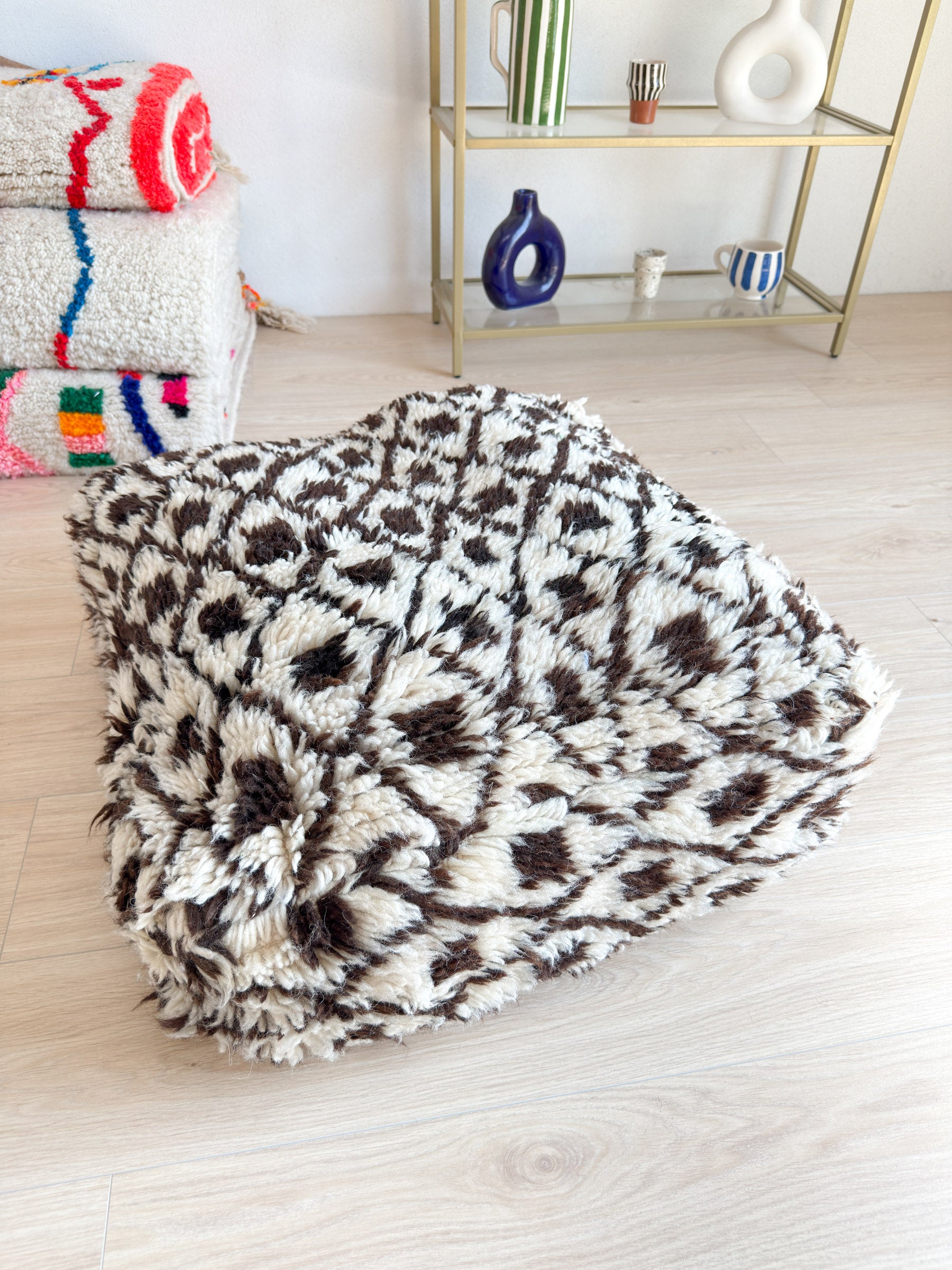 Moroccan pouf, colorful Berber pouf - 60 x 60 cm - n°36