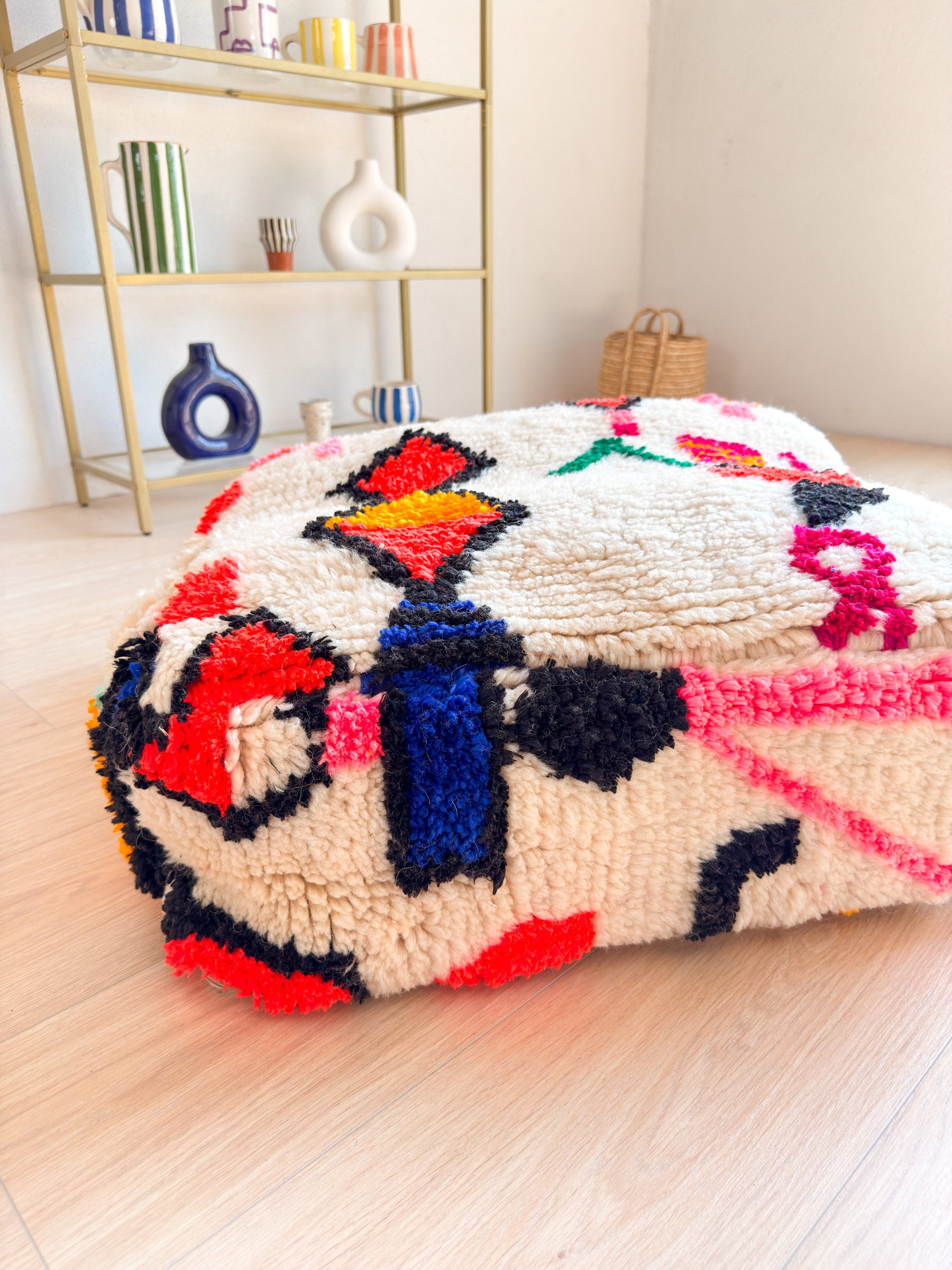 Pouf Marocain, pouf berbère coloré - 60 x 60 cm - n°45
