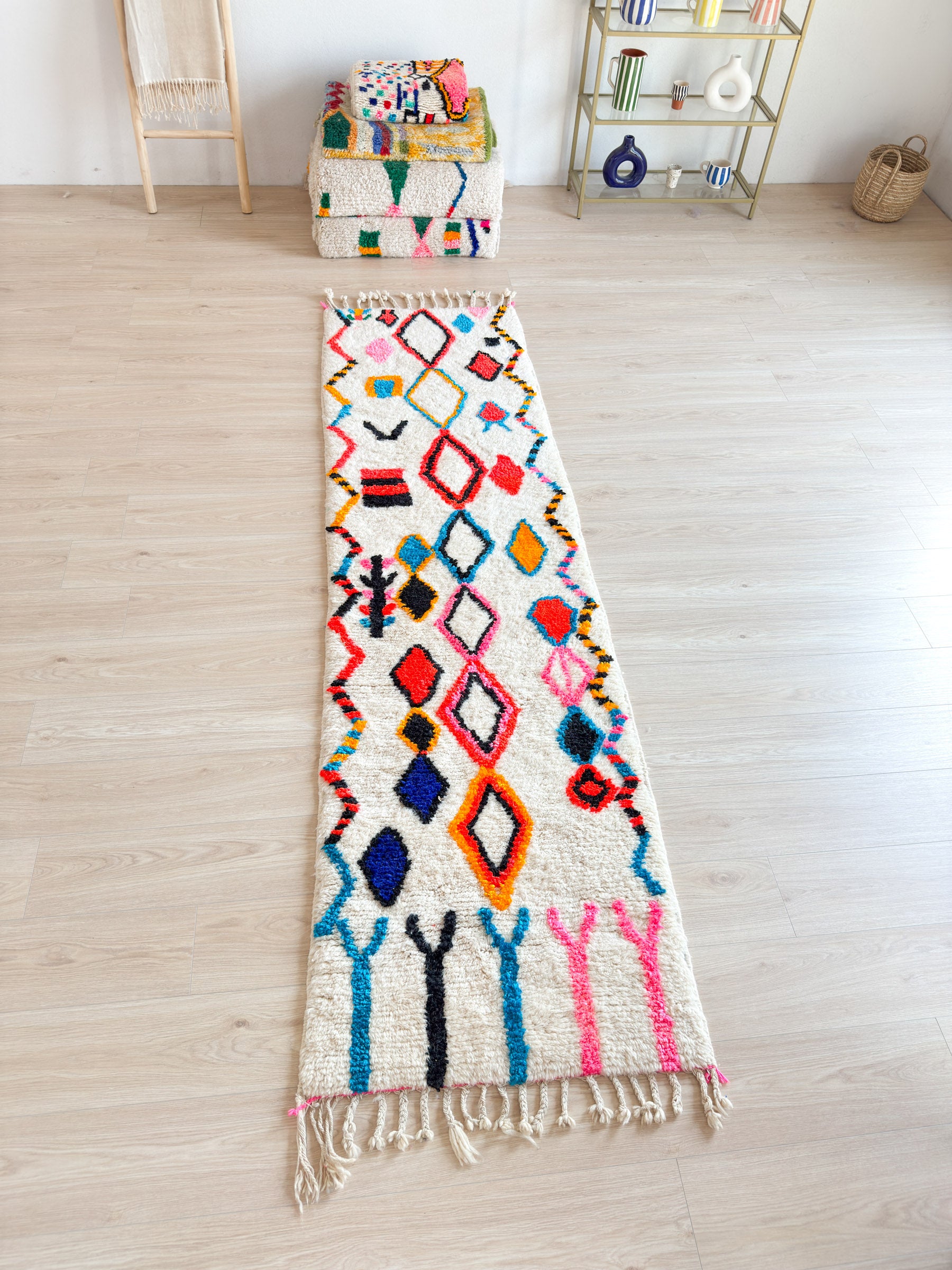 Farbenfroher Berber-Läuferteppich 81 x 299 cm - Nr. 2224