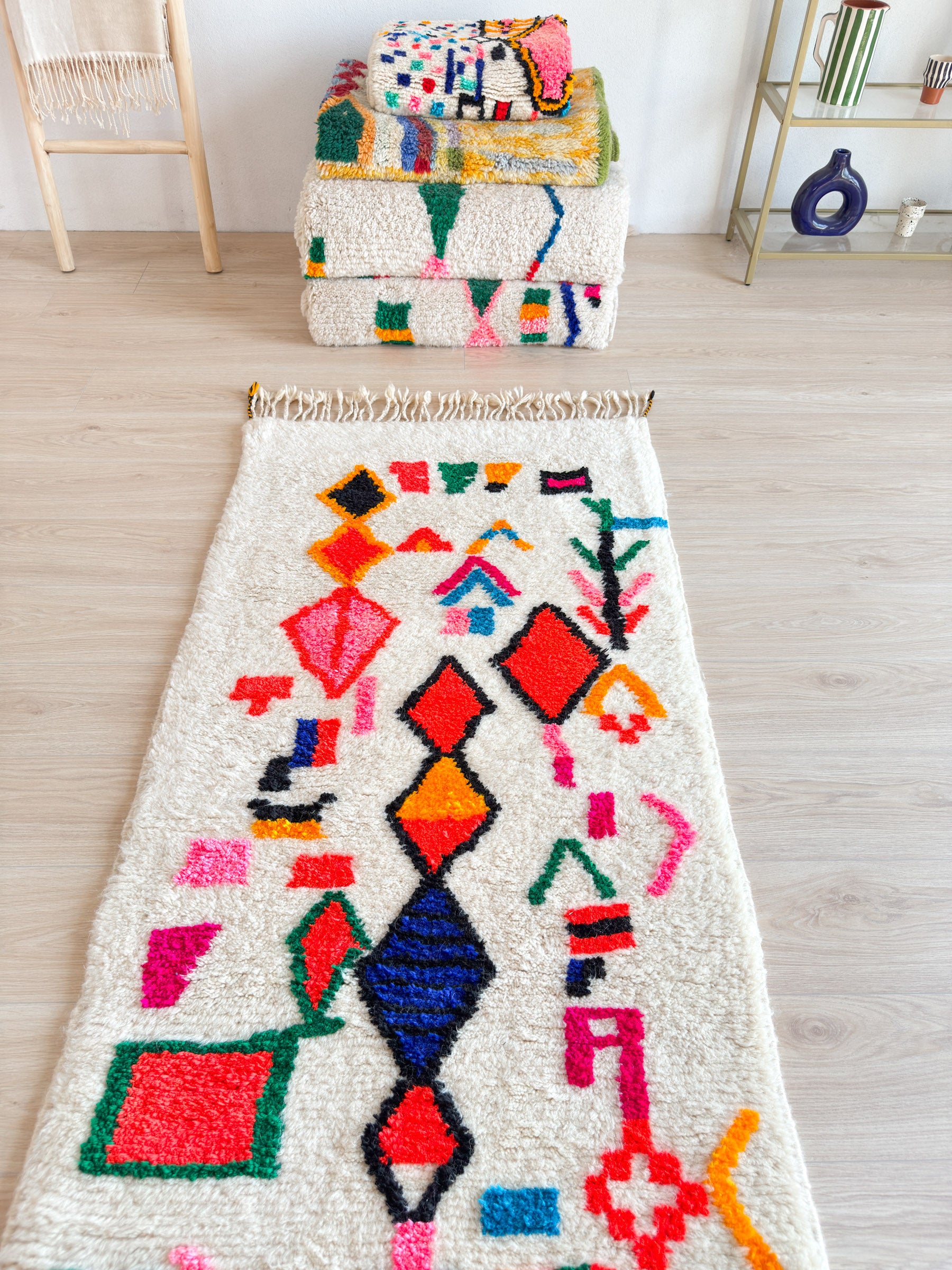 Tapis de couloir berbère coloré 86 x 260 cm - n°2232