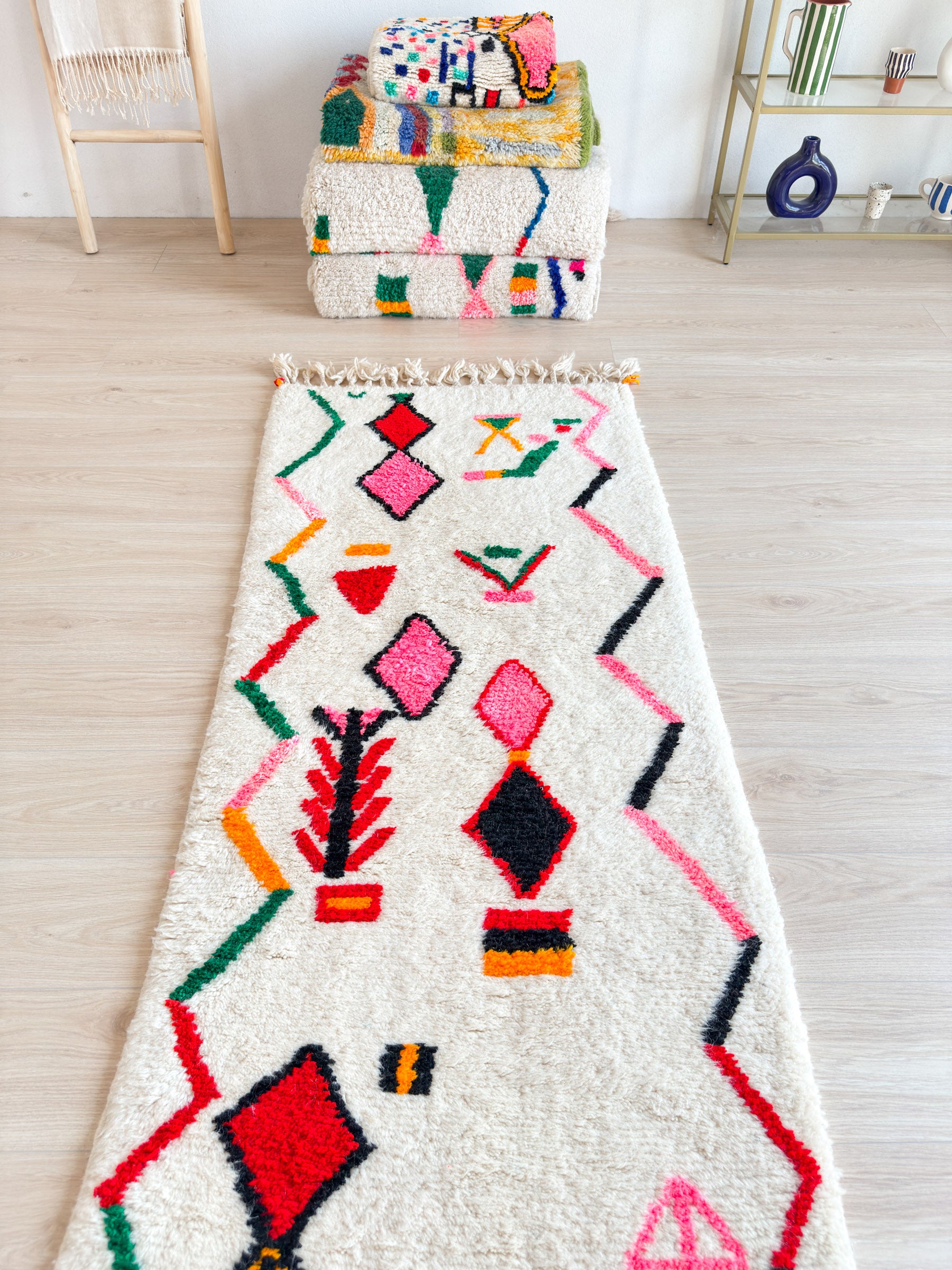 Tapis de couloir berbère coloré 84 x 292 cm - n°2247