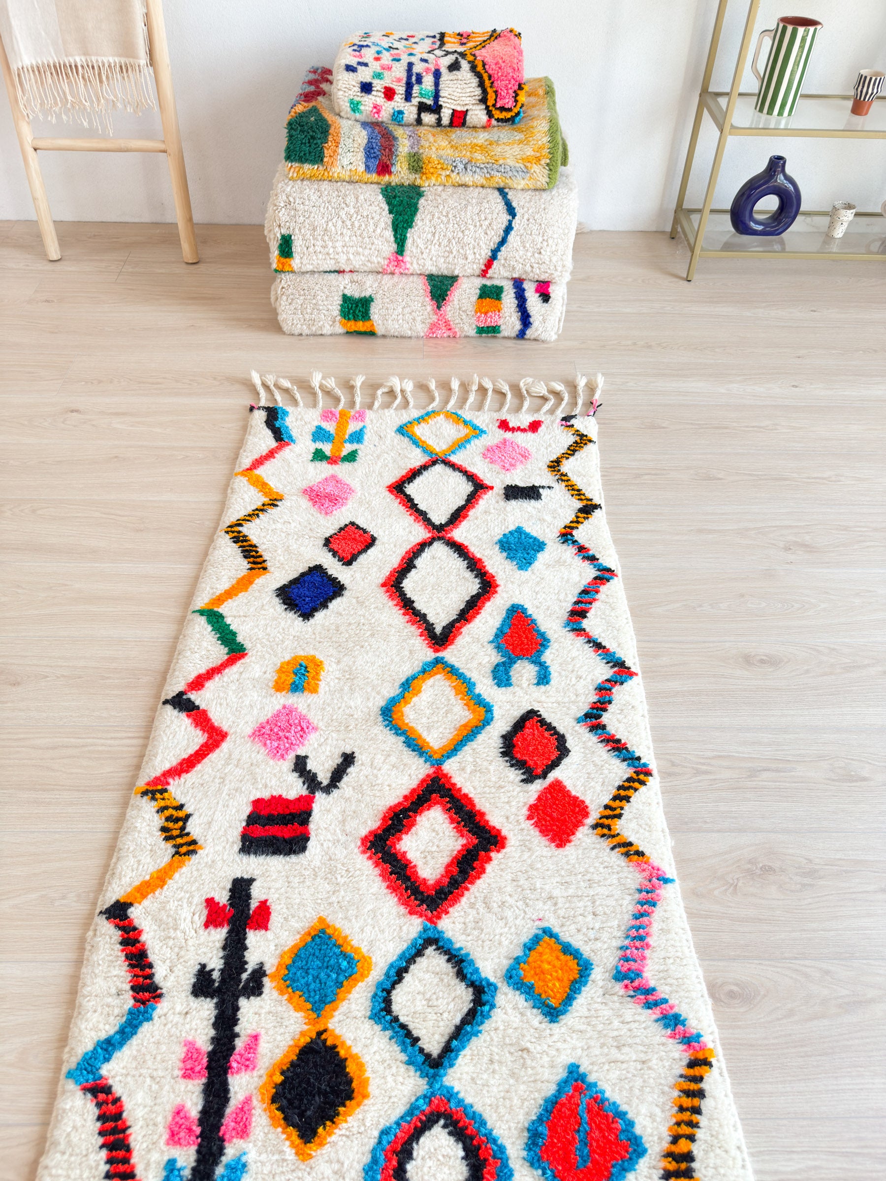 Tapis de couloir berbère coloré 82 x 263 cm - n°2234
