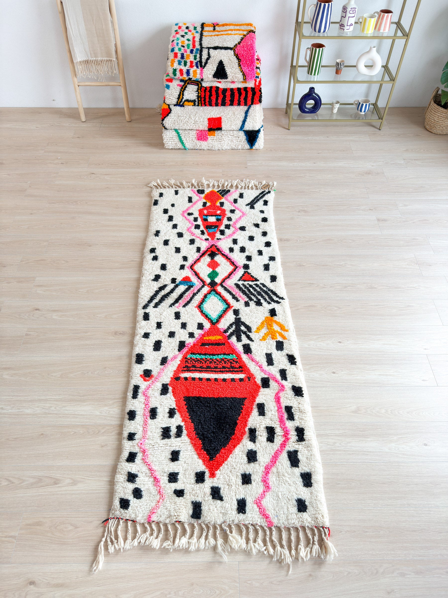 Tapis berbère de couloir coloré 89 x 243 cm - n°1479