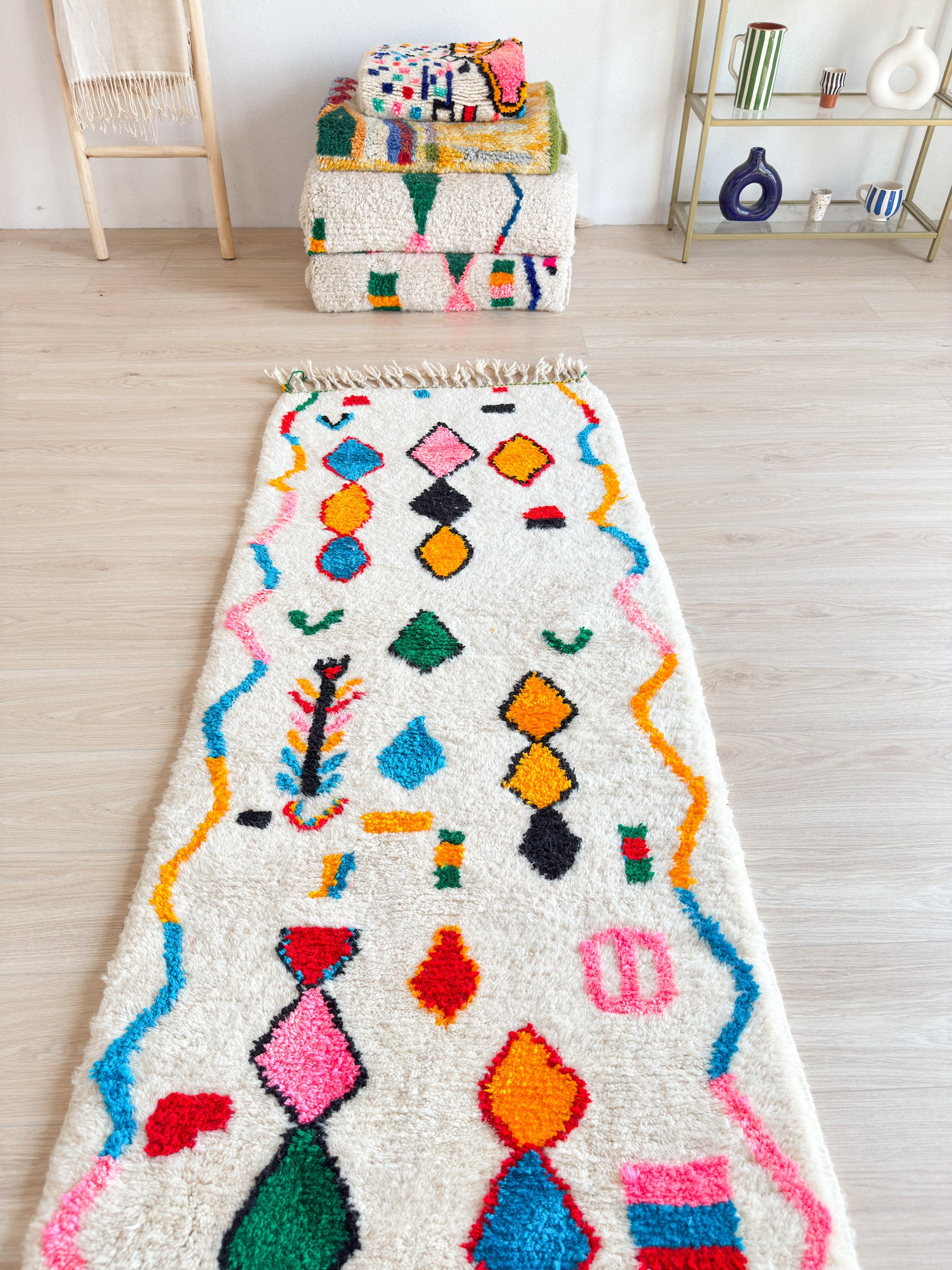 Colorful Berber Runner Rug 90 x 295 cm - No. 2237