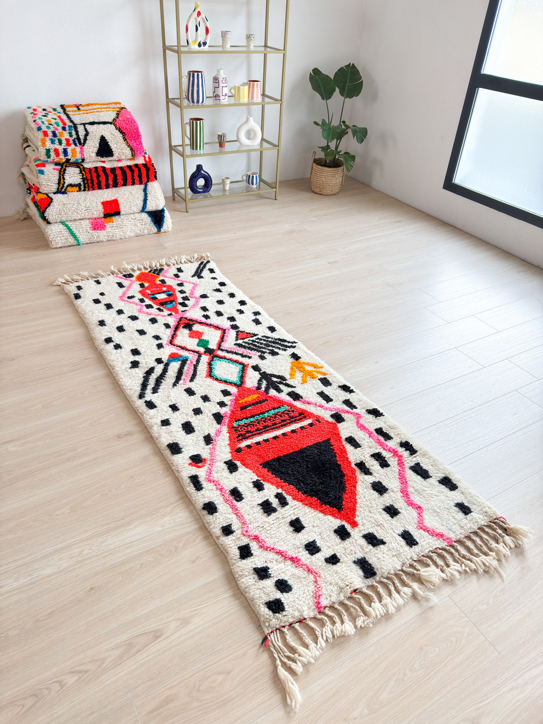 Tapis berbère de couloir coloré 89 x 243 cm - n°1479