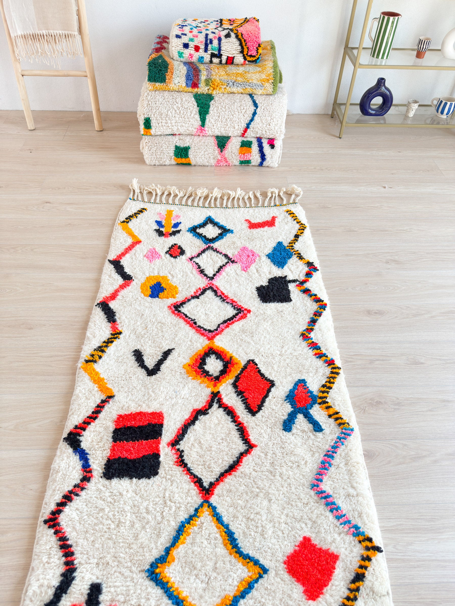 Farbenfroher Berber-Läuferteppich 89 x 324 cm - Nr. 2243