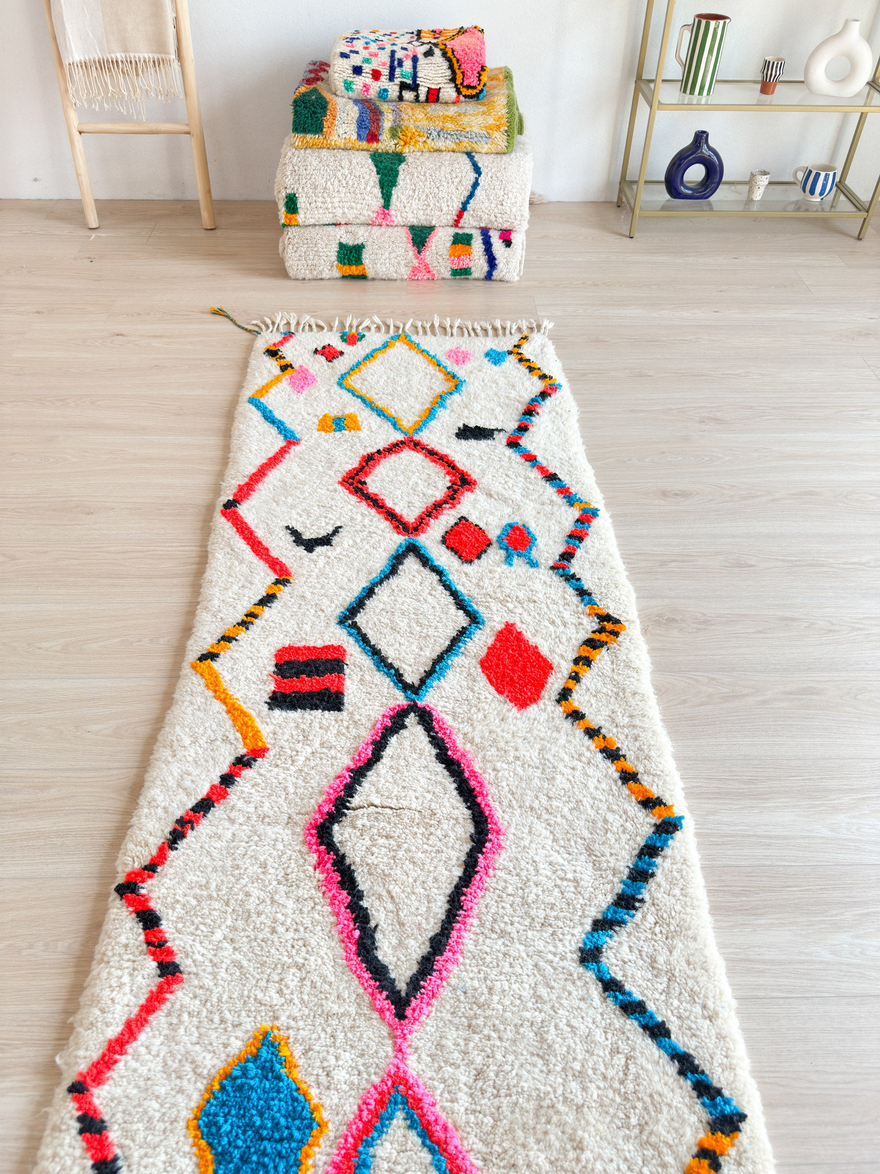 Tapis de couloir berbère coloré 87 x 427 cm - n°2215
