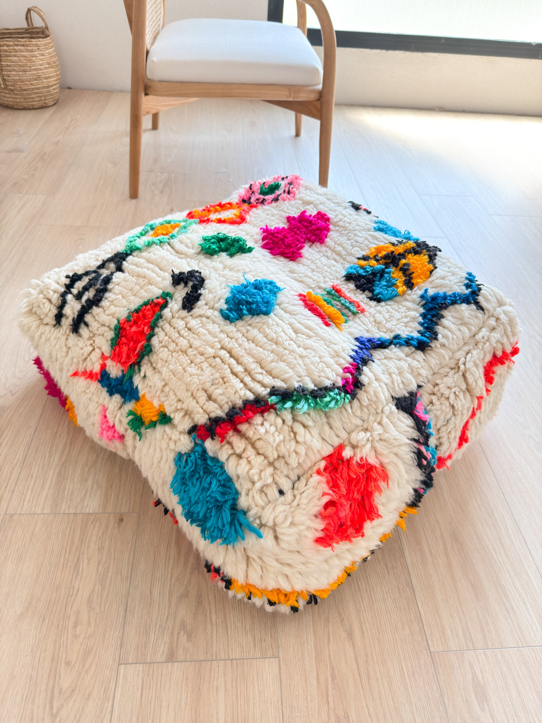 Pouf Marocain, pouf berbère coloré - 60 x 60 cm - n°57