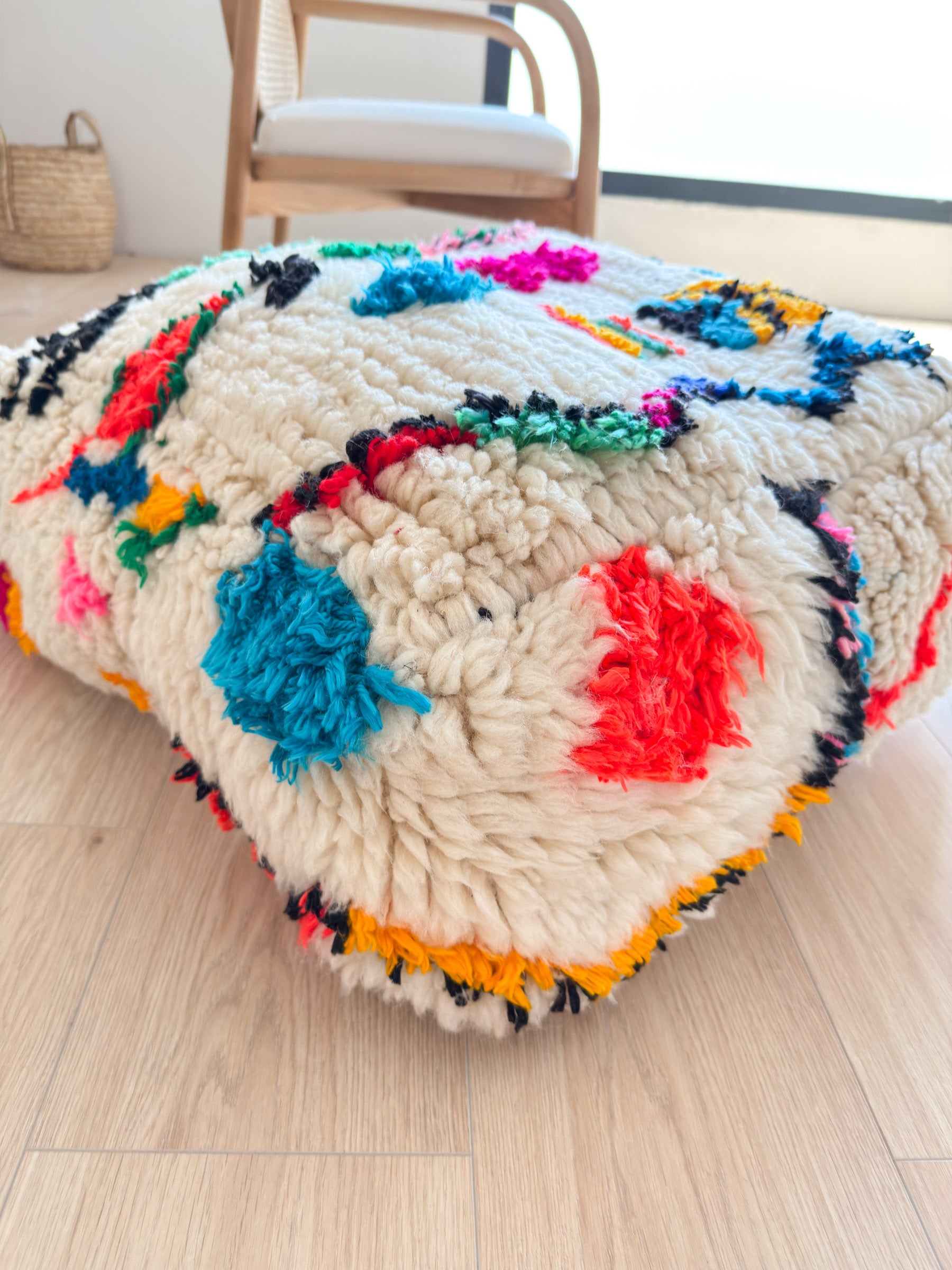 Pouf Marocain, pouf berbère coloré - 60 x 60 cm - n°57