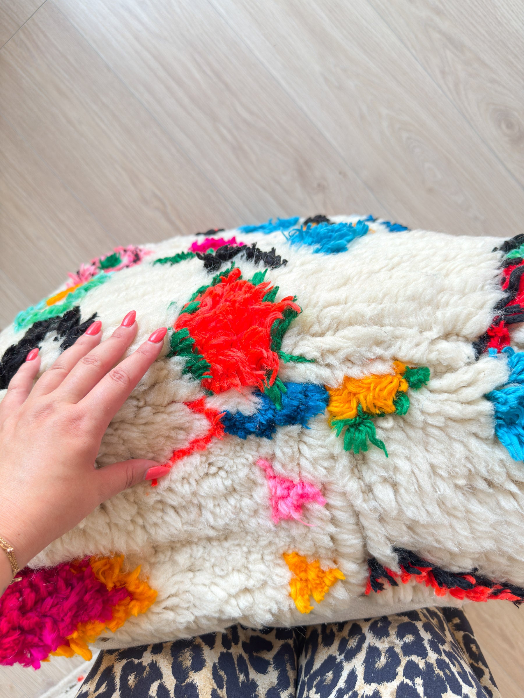 Pouf Marocain, pouf berbère coloré - 60 x 60 cm - n°57