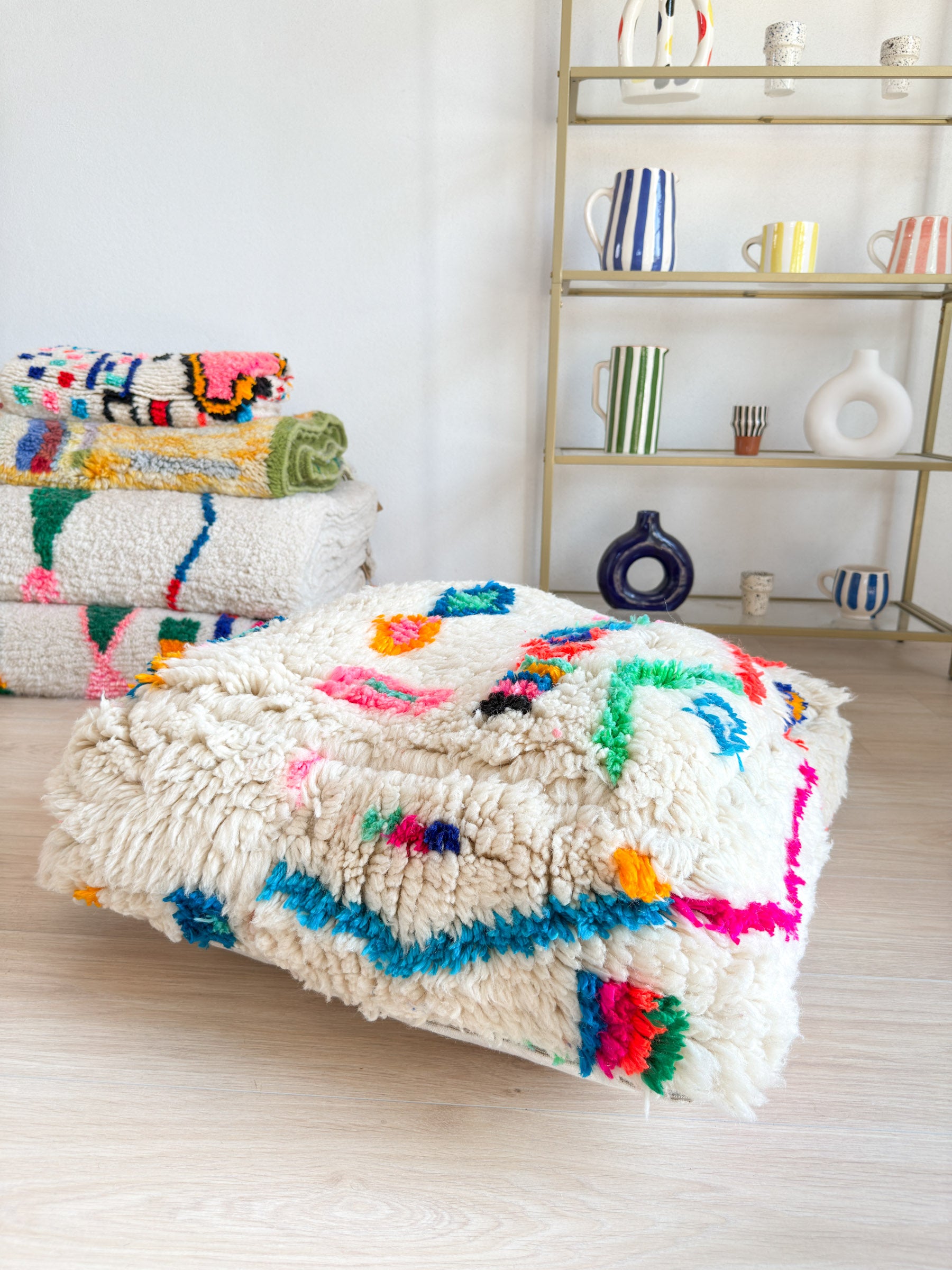 Pouf Marocain, pouf berbère coloré - 60 x 60 cm - n°52