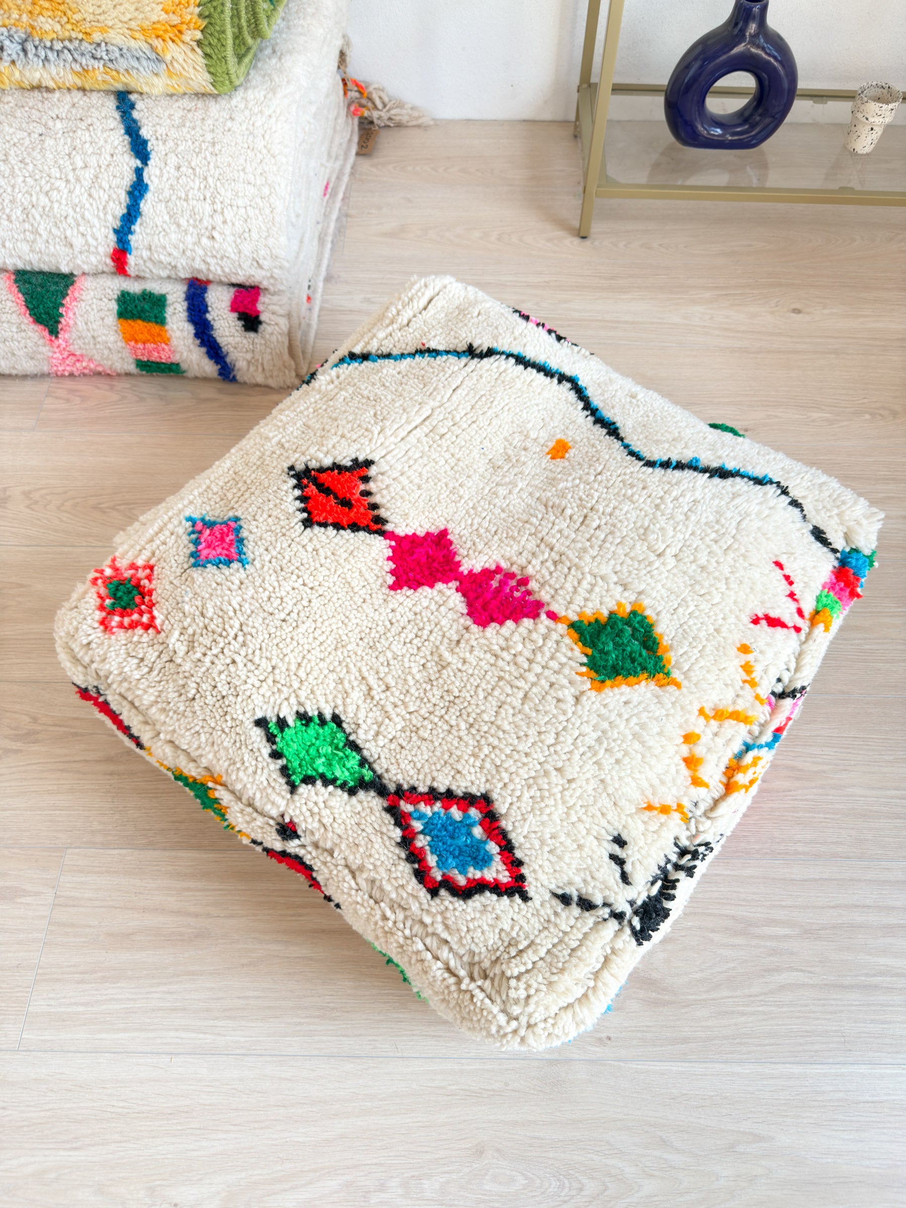 Pouf Marocain, pouf berbère coloré - 60 x 60 cm - n°54