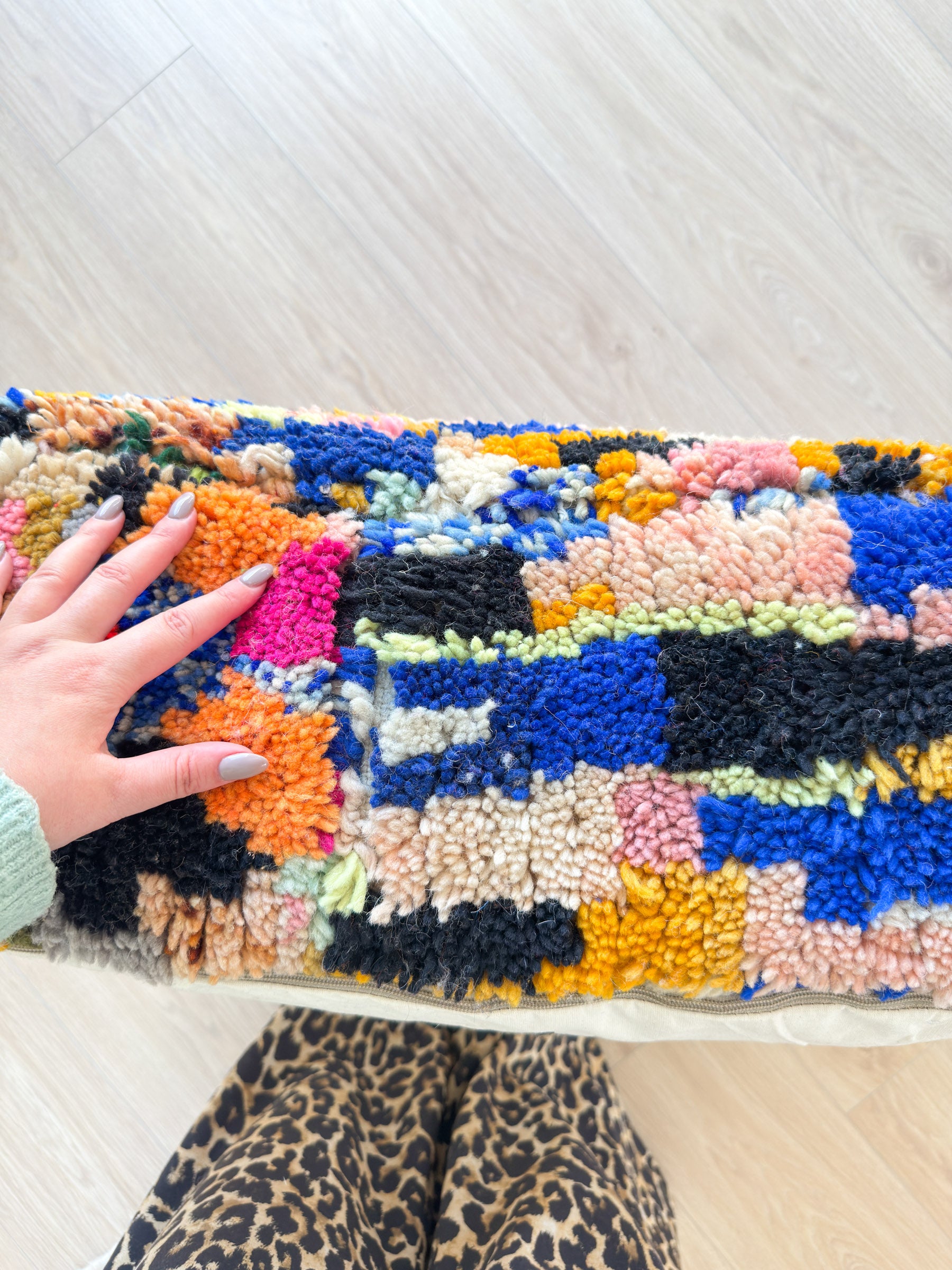 Moroccan pouf, colorful Berber pouf - 60 x 60 cm - n°66