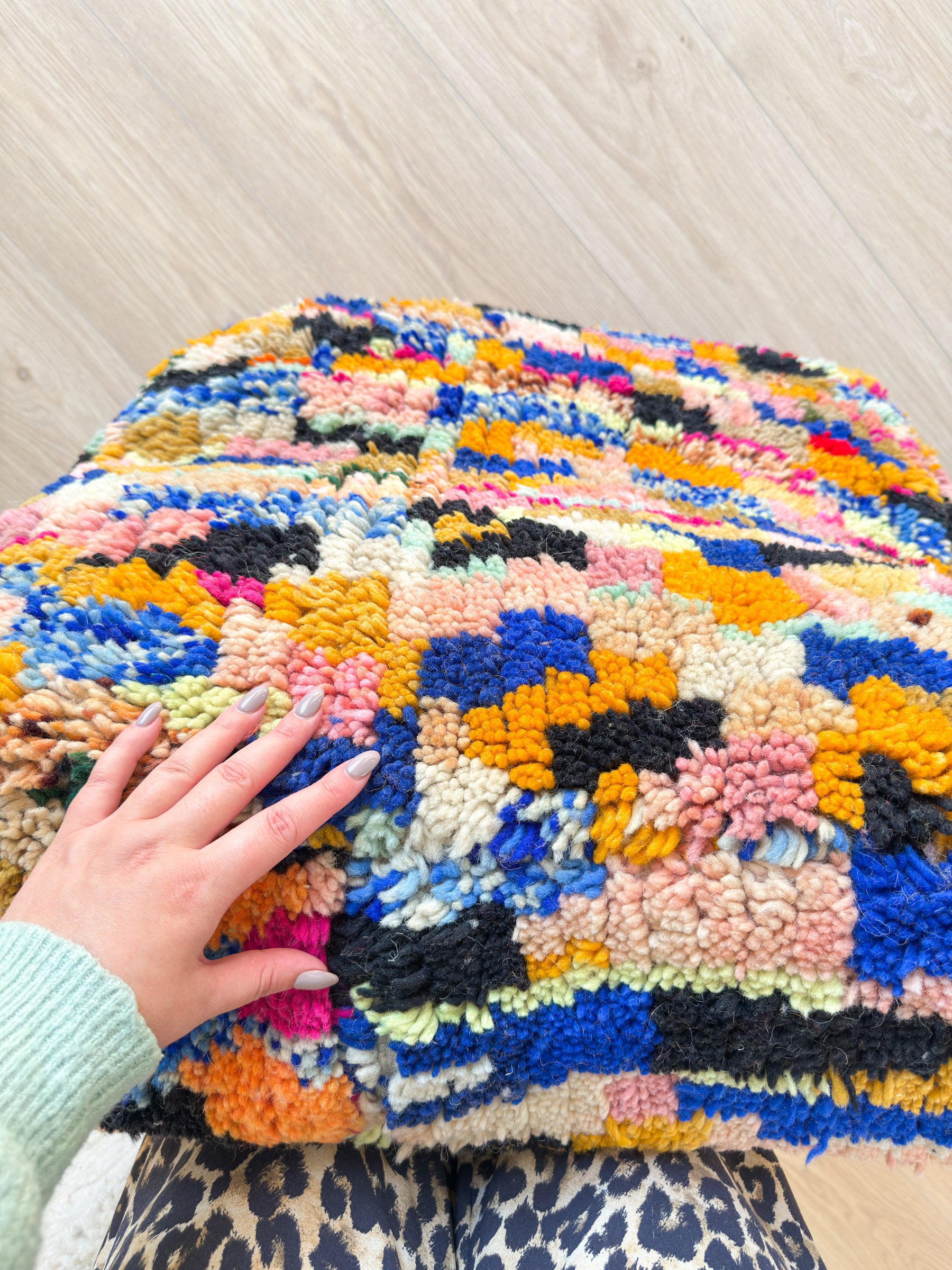 Moroccan pouf, colorful Berber pouf - 60 x 60 cm - n°66