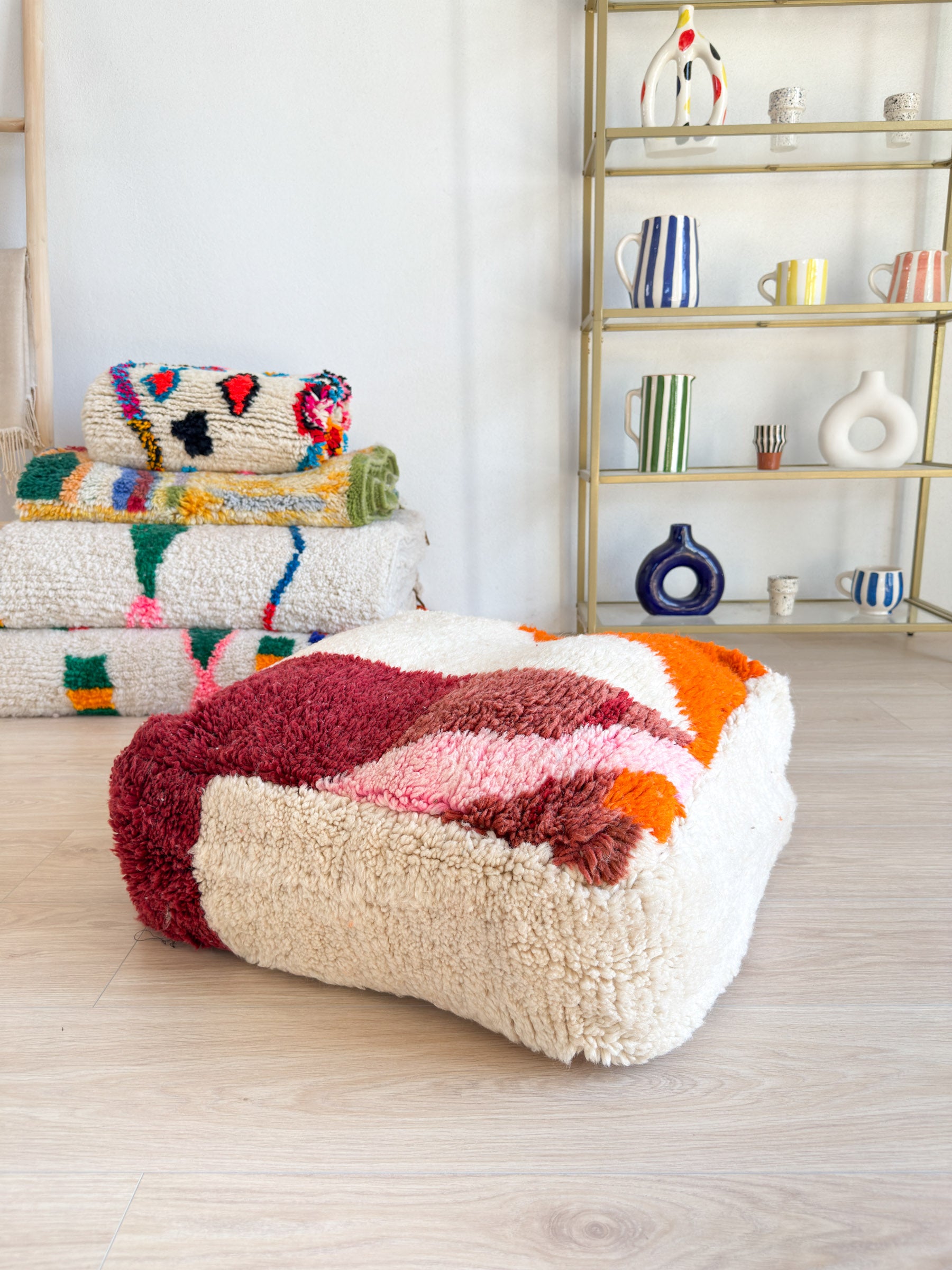 Pouf Marocain, pouf berbère coloré - 60 x 60 cm - n°31