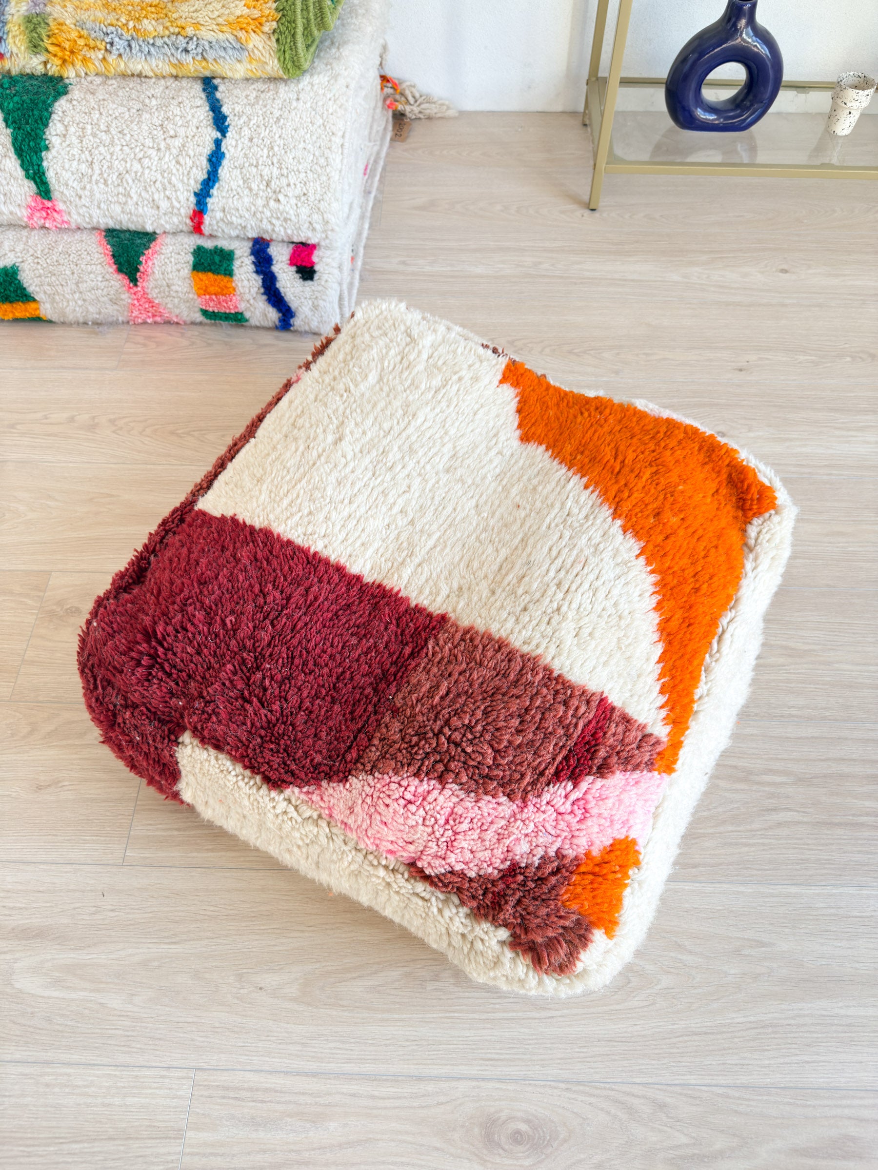 Pouf Marocain, pouf berbère coloré - 60 x 60 cm - n°31