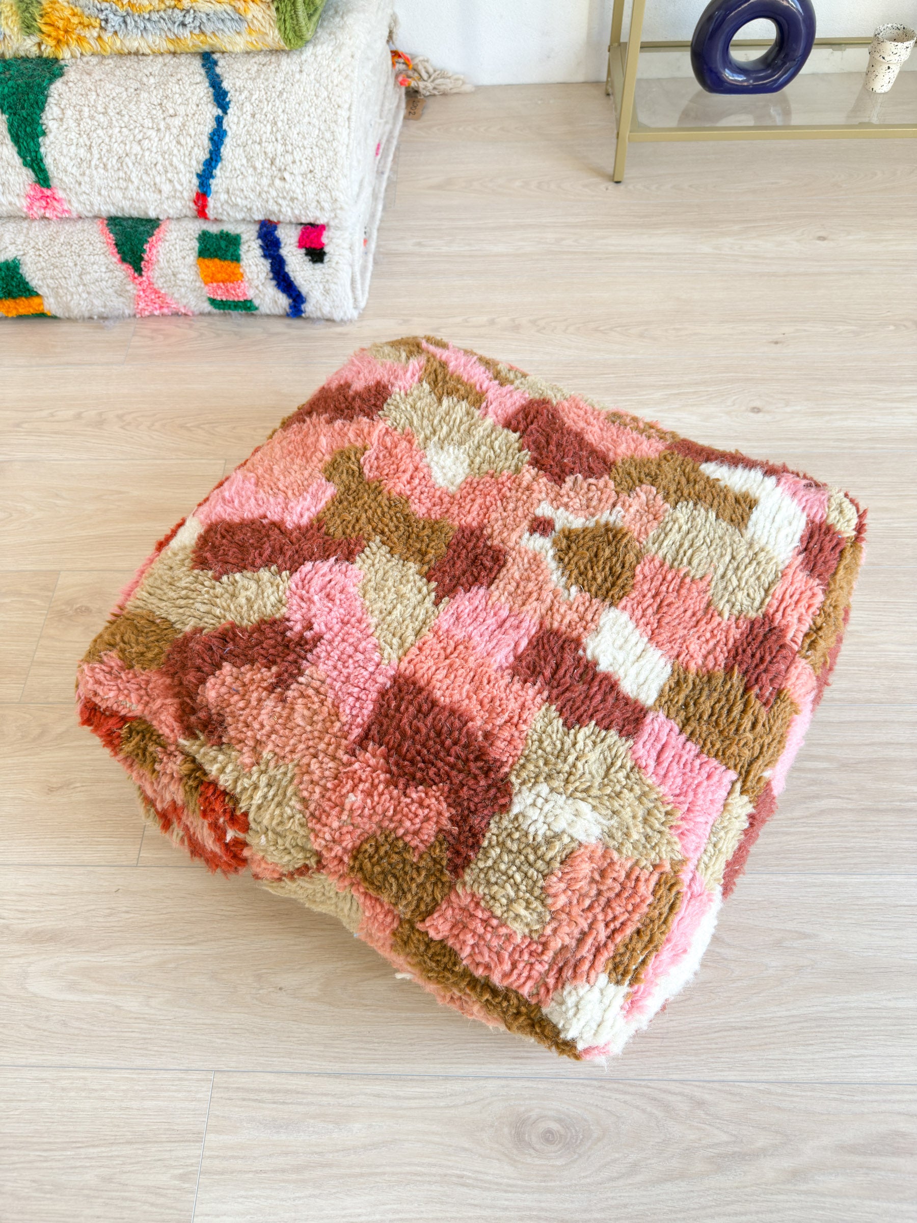 Moroccan pouf, colorful Berber pouf - 60 x 60 cm - n°25