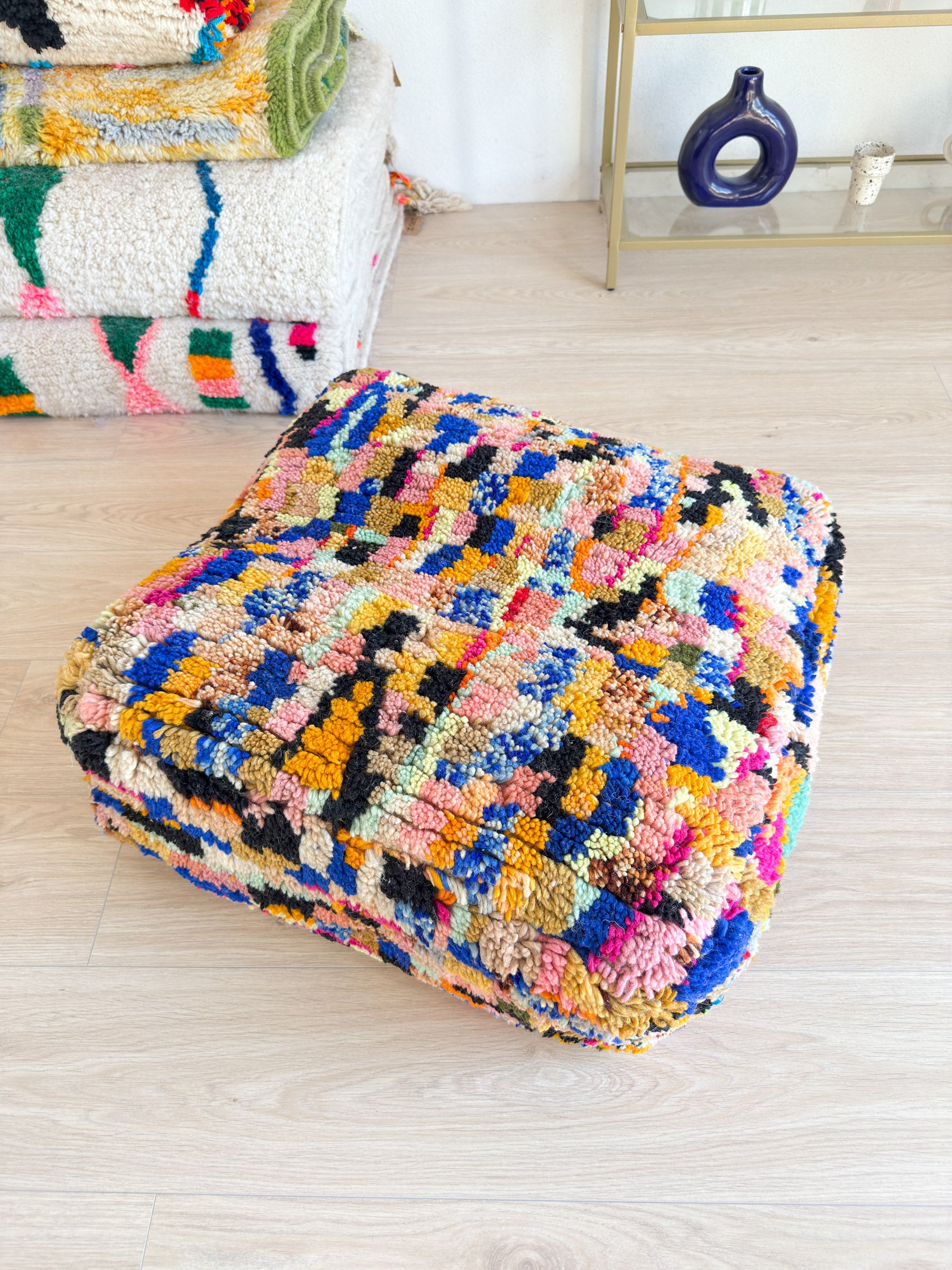 Pouf Marocain, pouf berbère coloré - 60 x 60 cm - n°56