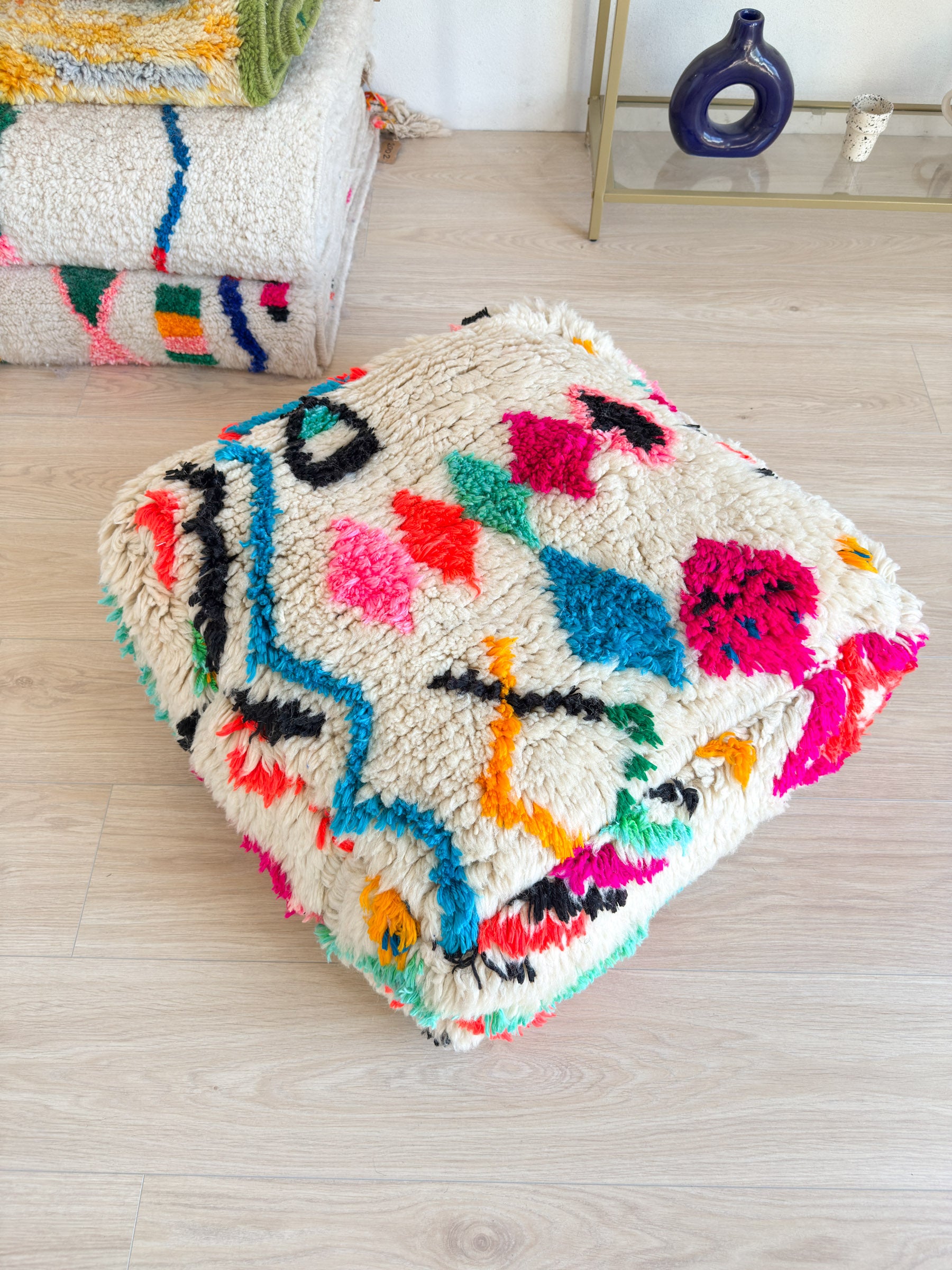 Pouf Marocain, pouf berbère coloré - 60 x 60 cm - n°49