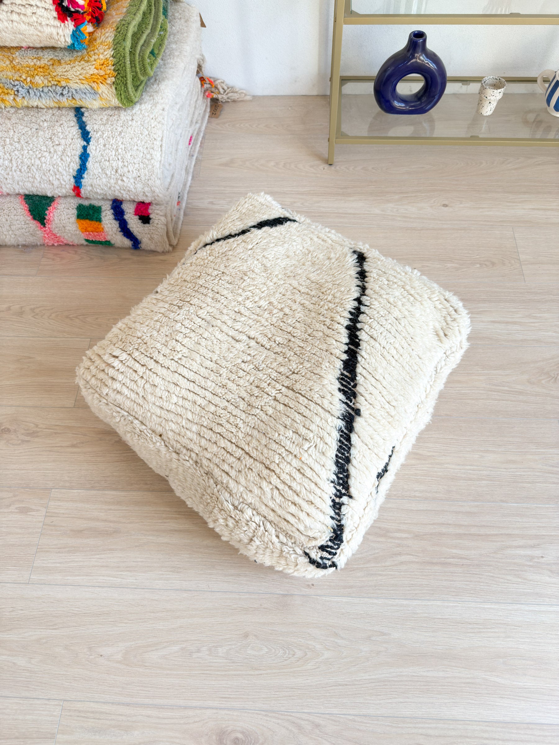 Marokkanischer Pouf, bunter Berber-Pouf - 60 x 60 cm - Nr. 65