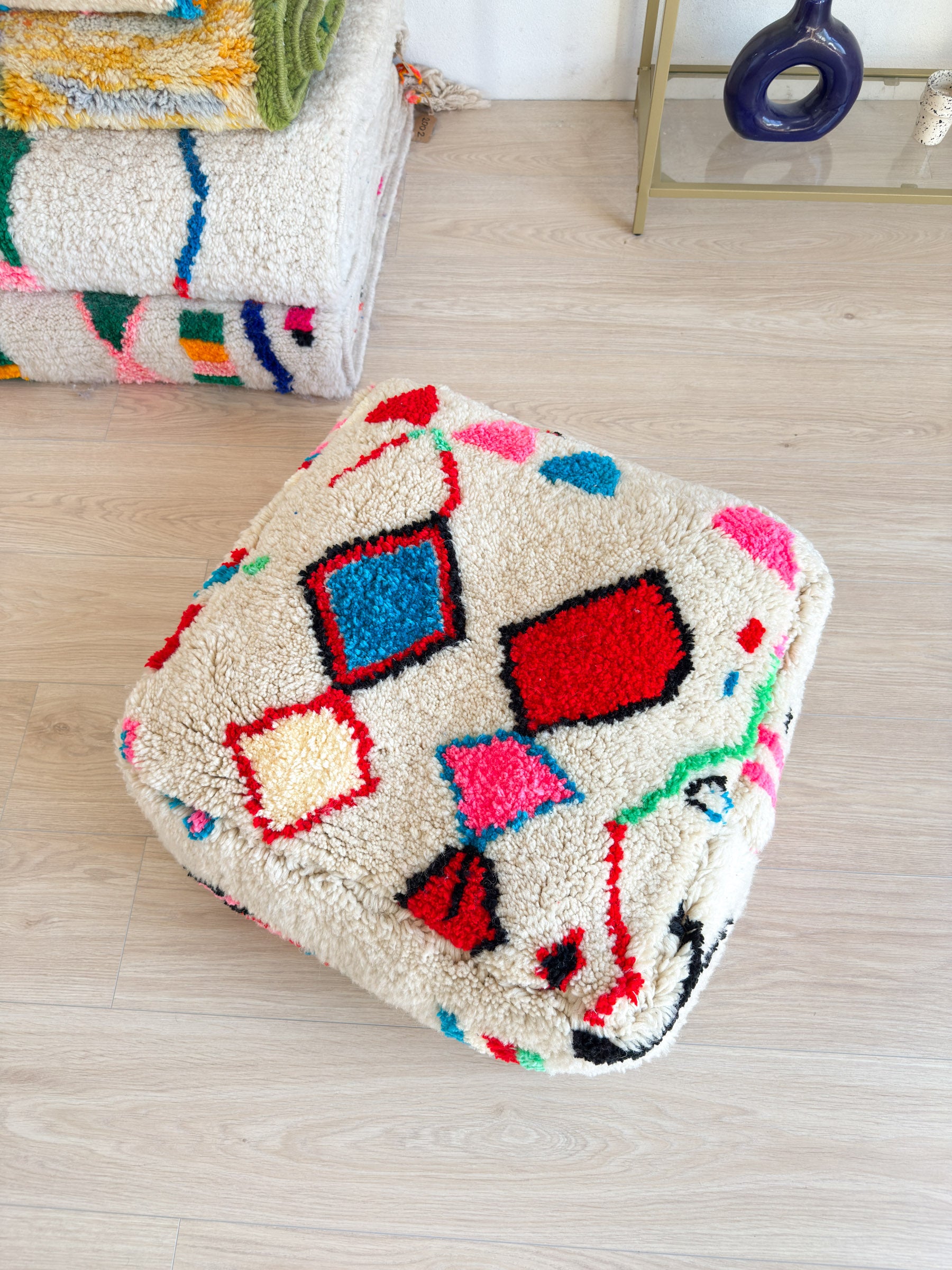 Moroccan pouf, colorful Berber pouf - 60 x 60 cm - n°63