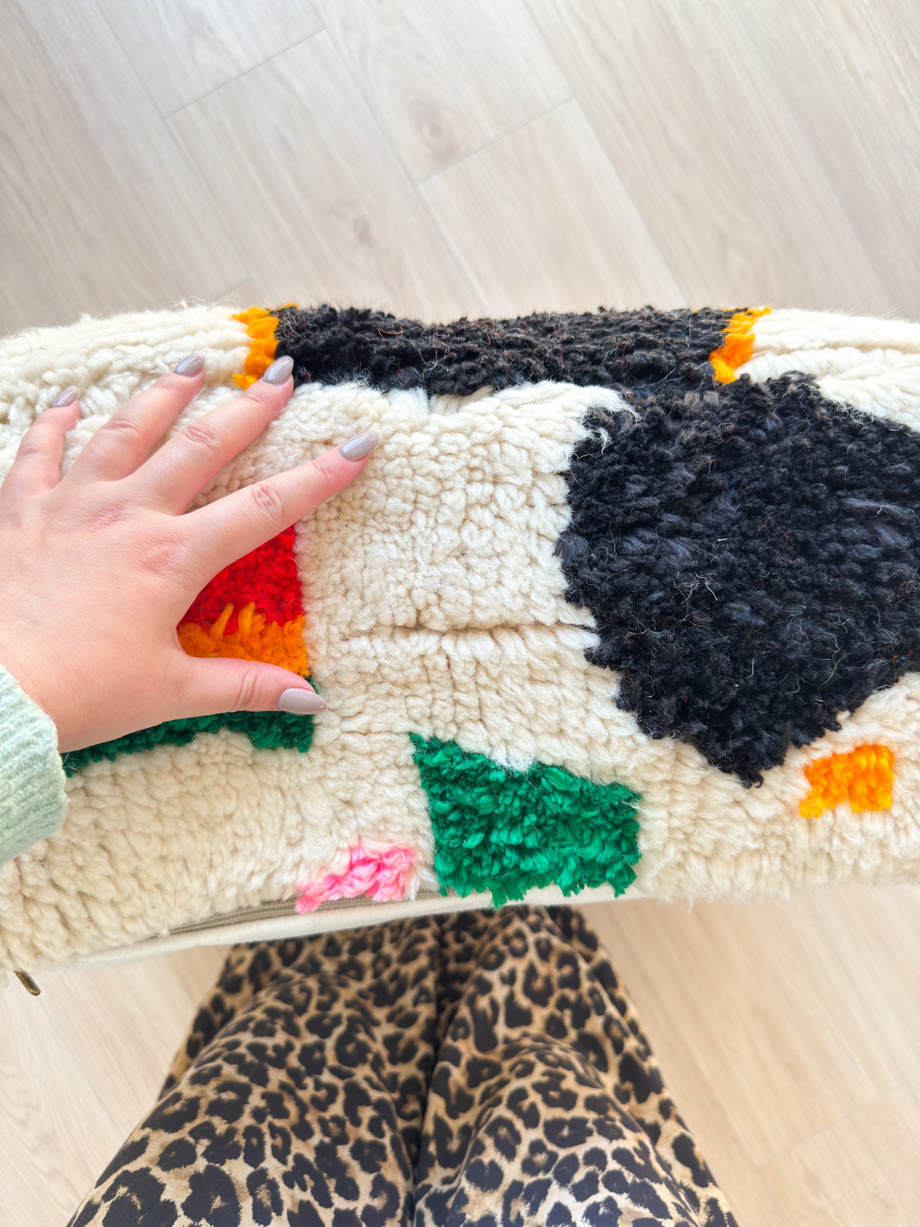 Moroccan pouf, colorful Berber pouf - 60 x 60 cm - n°32