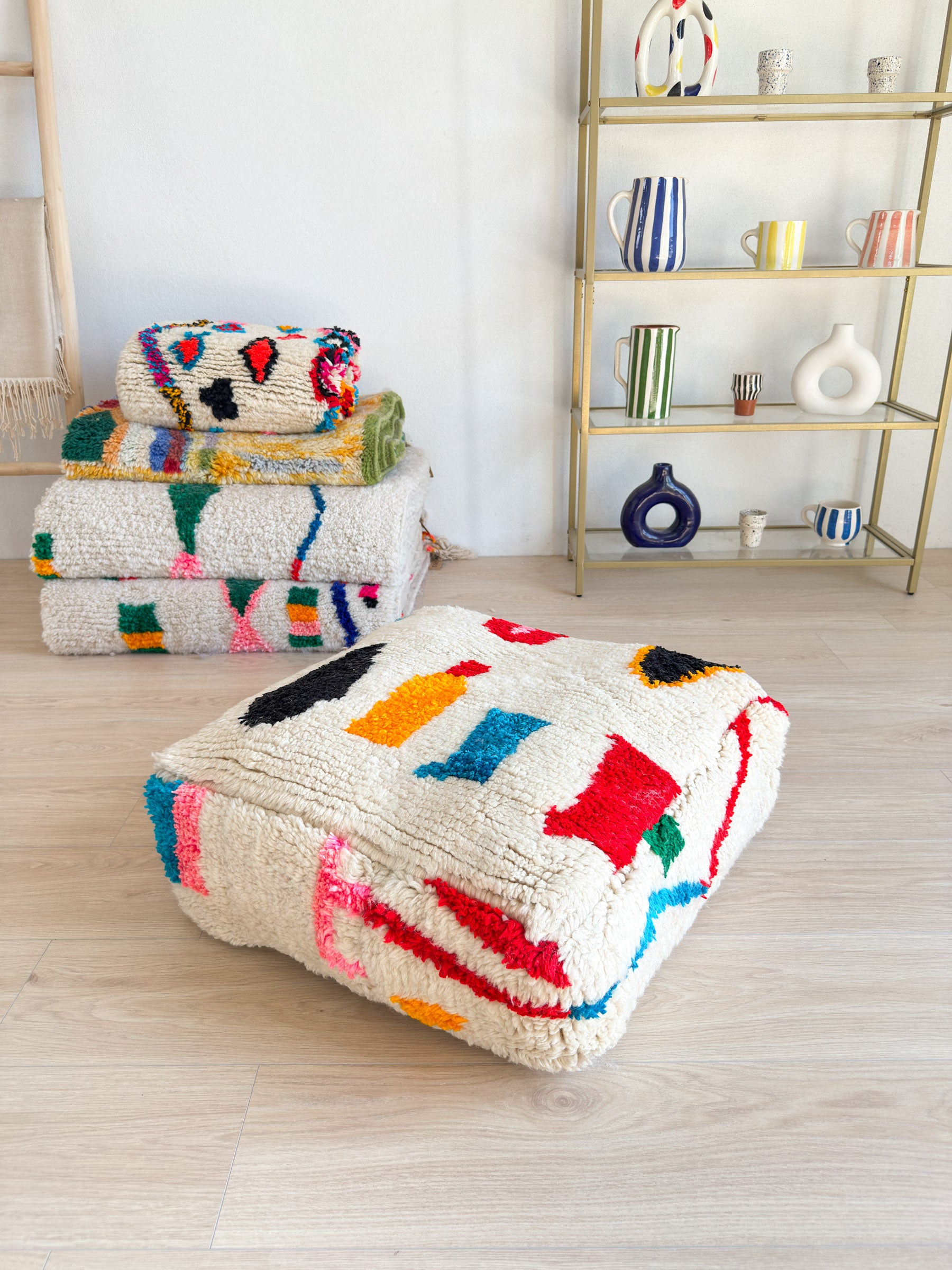 Moroccan pouf, colorful Berber pouf - 60 x 60 cm - n°27