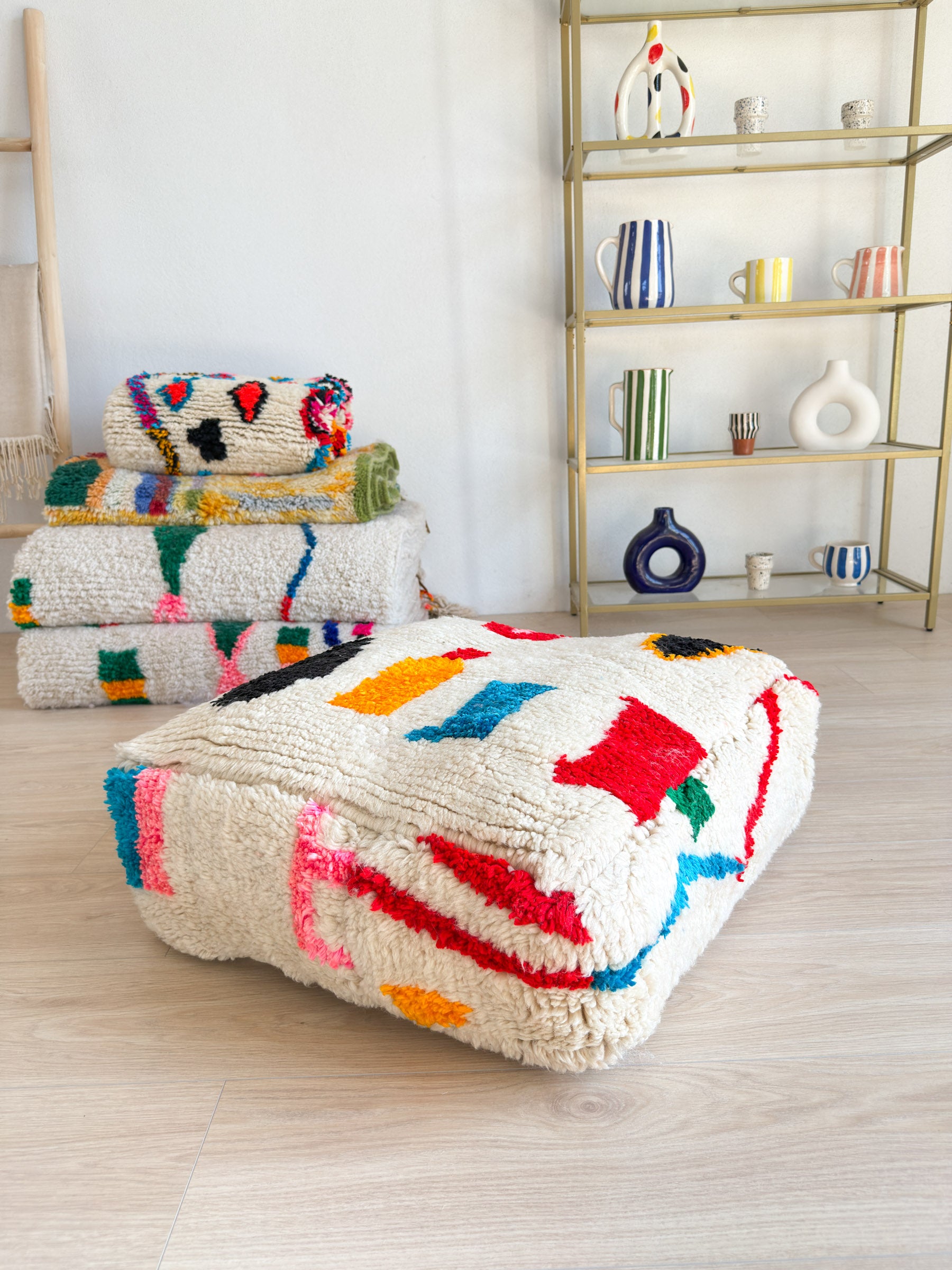Moroccan pouf, colorful Berber pouf - 60 x 60 cm - n°27