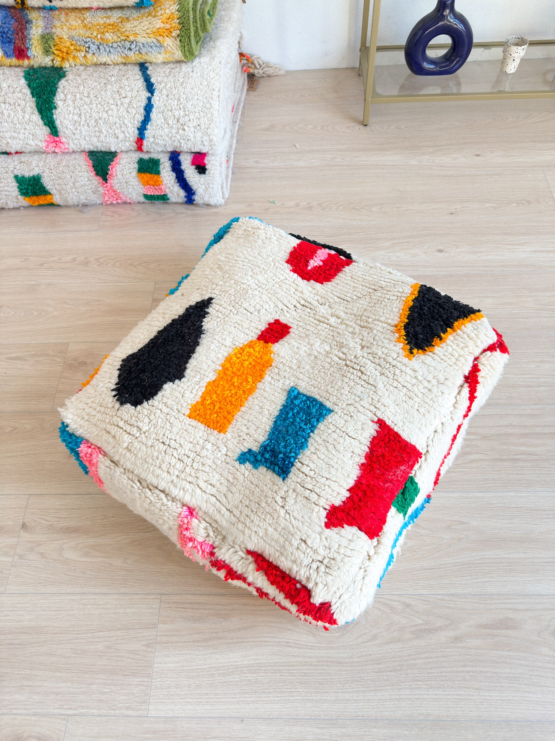 Moroccan pouf, colorful Berber pouf - 60 x 60 cm - n°27