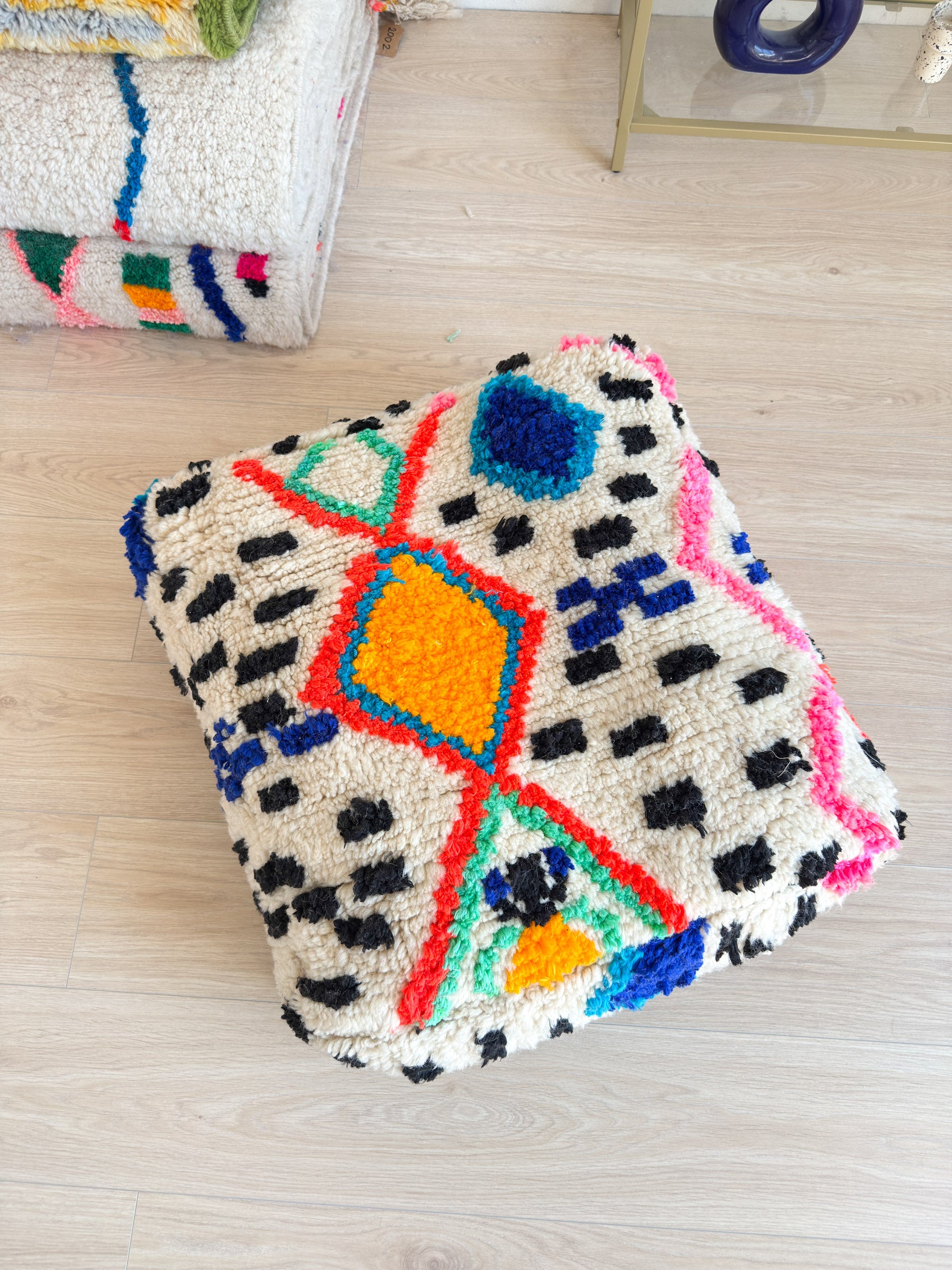 Moroccan pouf, colorful Berber pouf - 60 x 60 cm - n°35