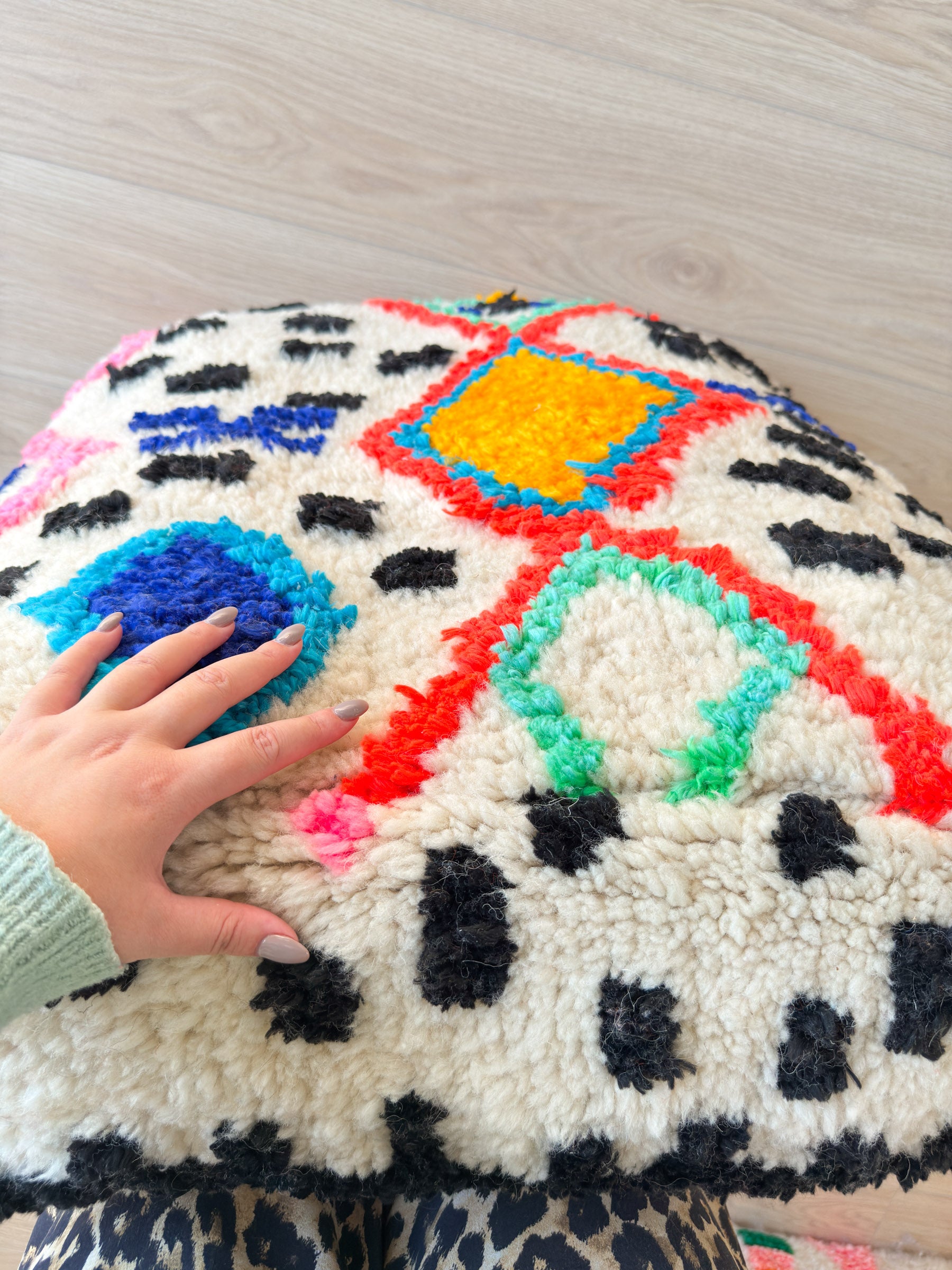 Moroccan pouf, colorful Berber pouf - 60 x 60 cm - n°35