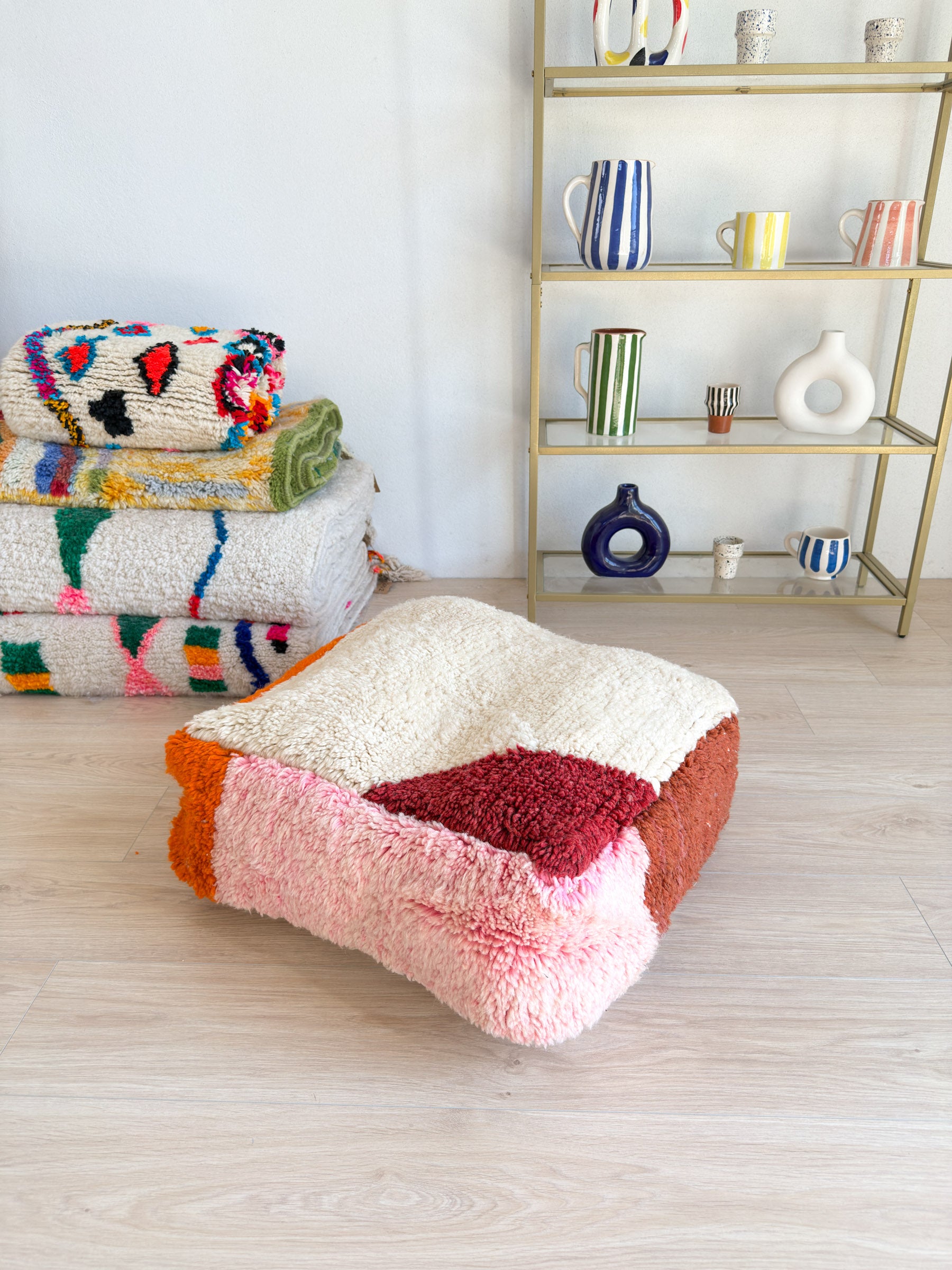 Pouf Marocain, pouf berbère coloré - 60 x 60 cm - n°34