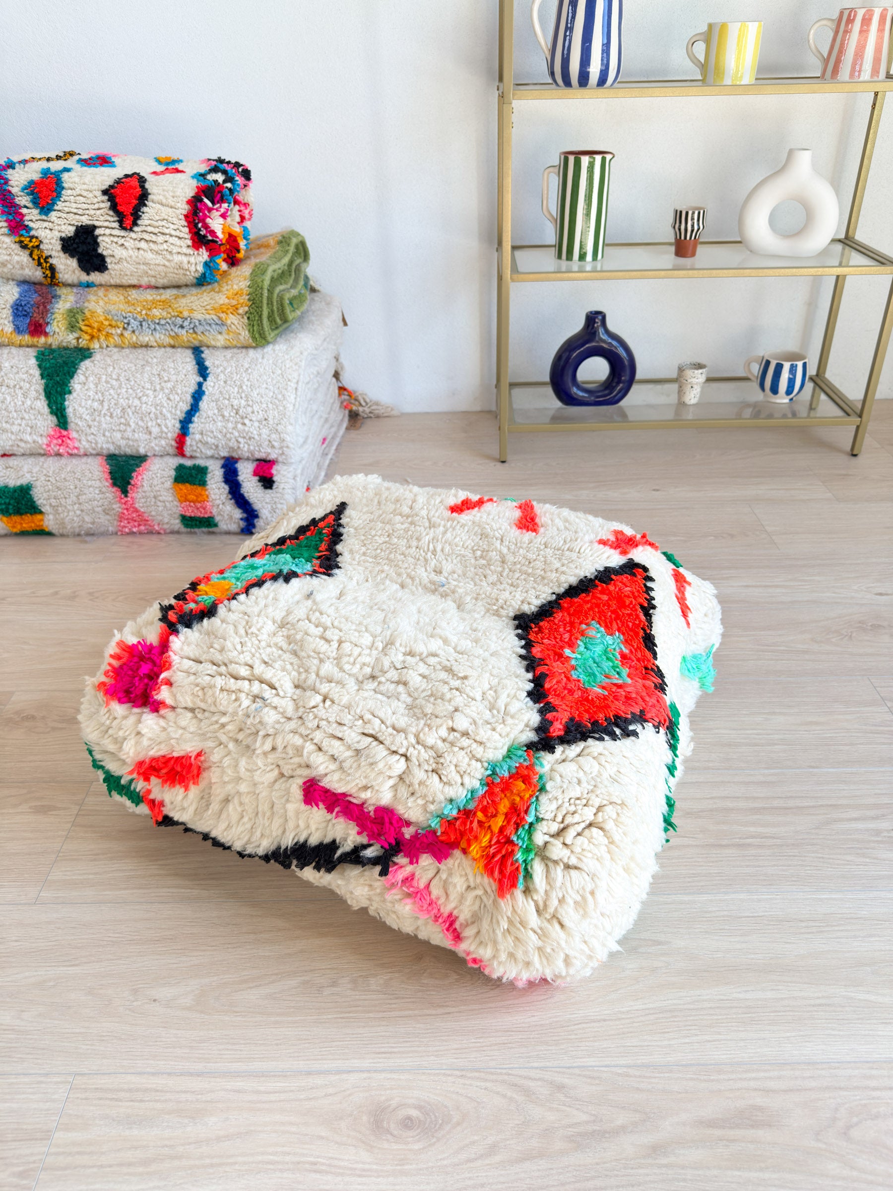 Pouf Marocain, pouf berbère coloré - 60 x 60 cm - n°33