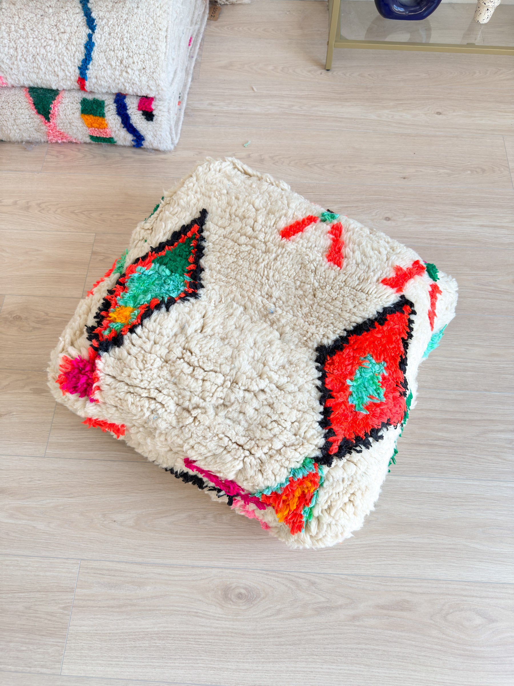 Pouf Marocain, pouf berbère coloré - 60 x 60 cm - n°33