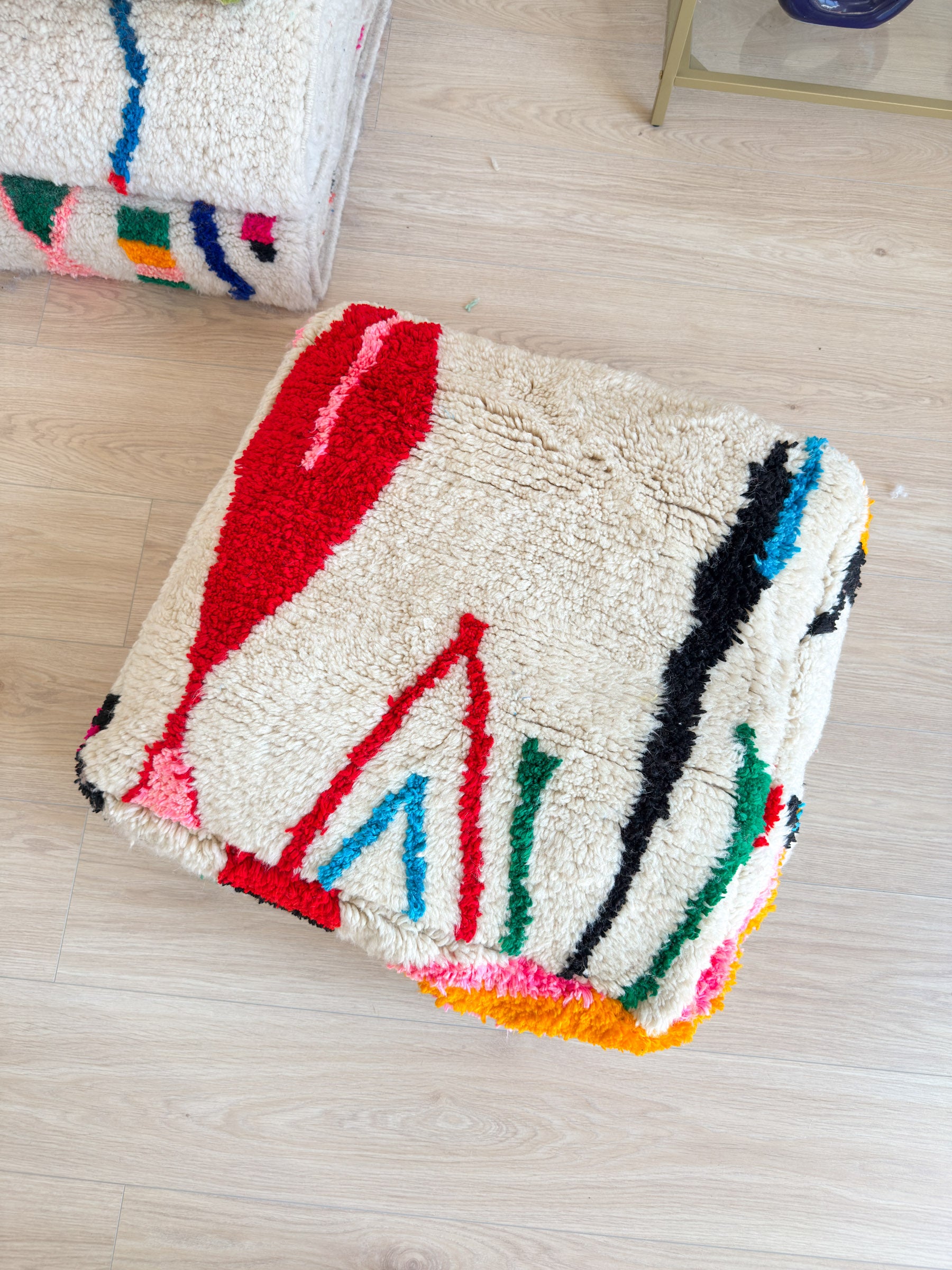 Moroccan pouf, colorful Berber pouf - 60 x 60 cm - n°26