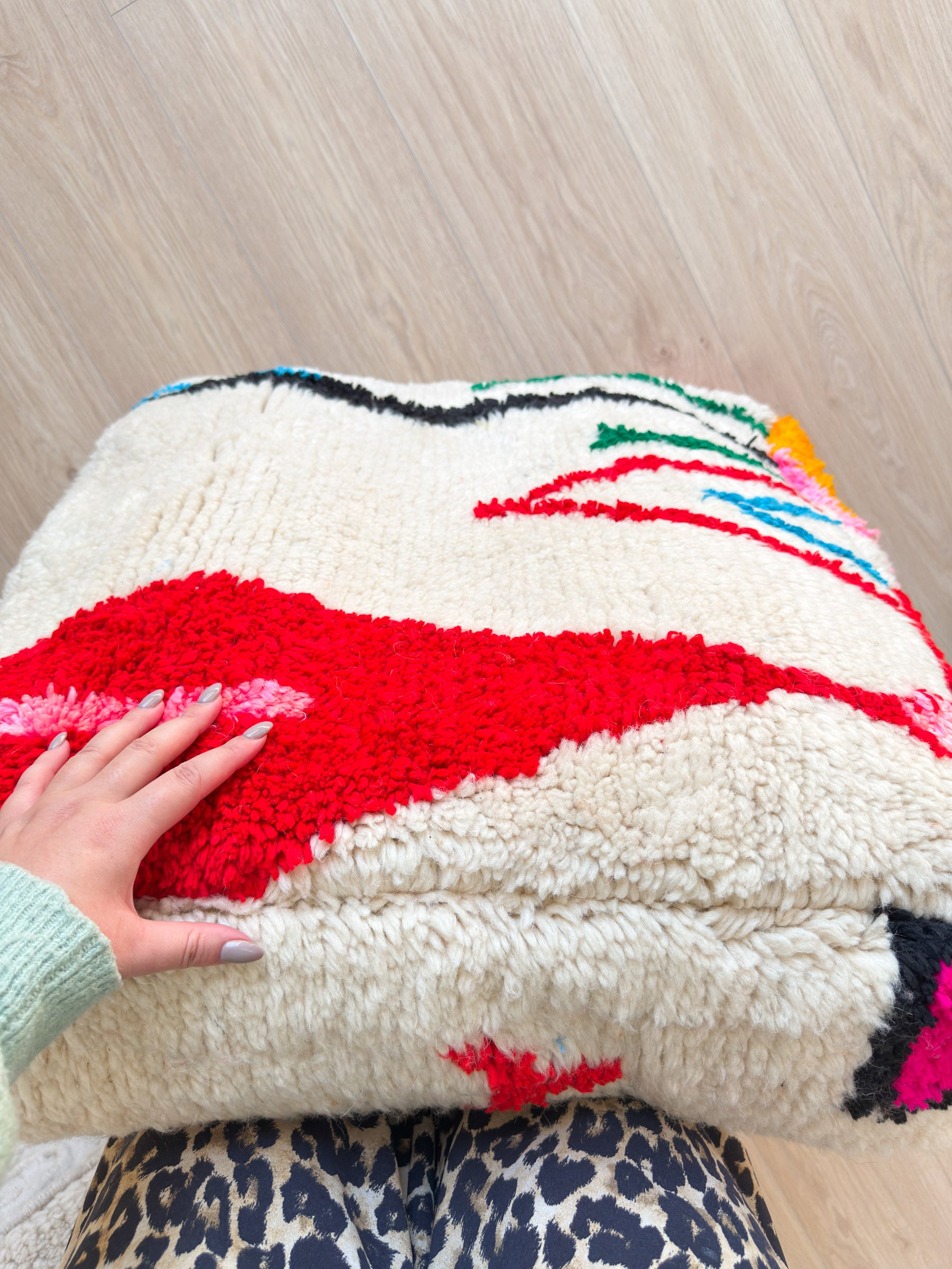Moroccan pouf, colorful Berber pouf - 60 x 60 cm - n°26