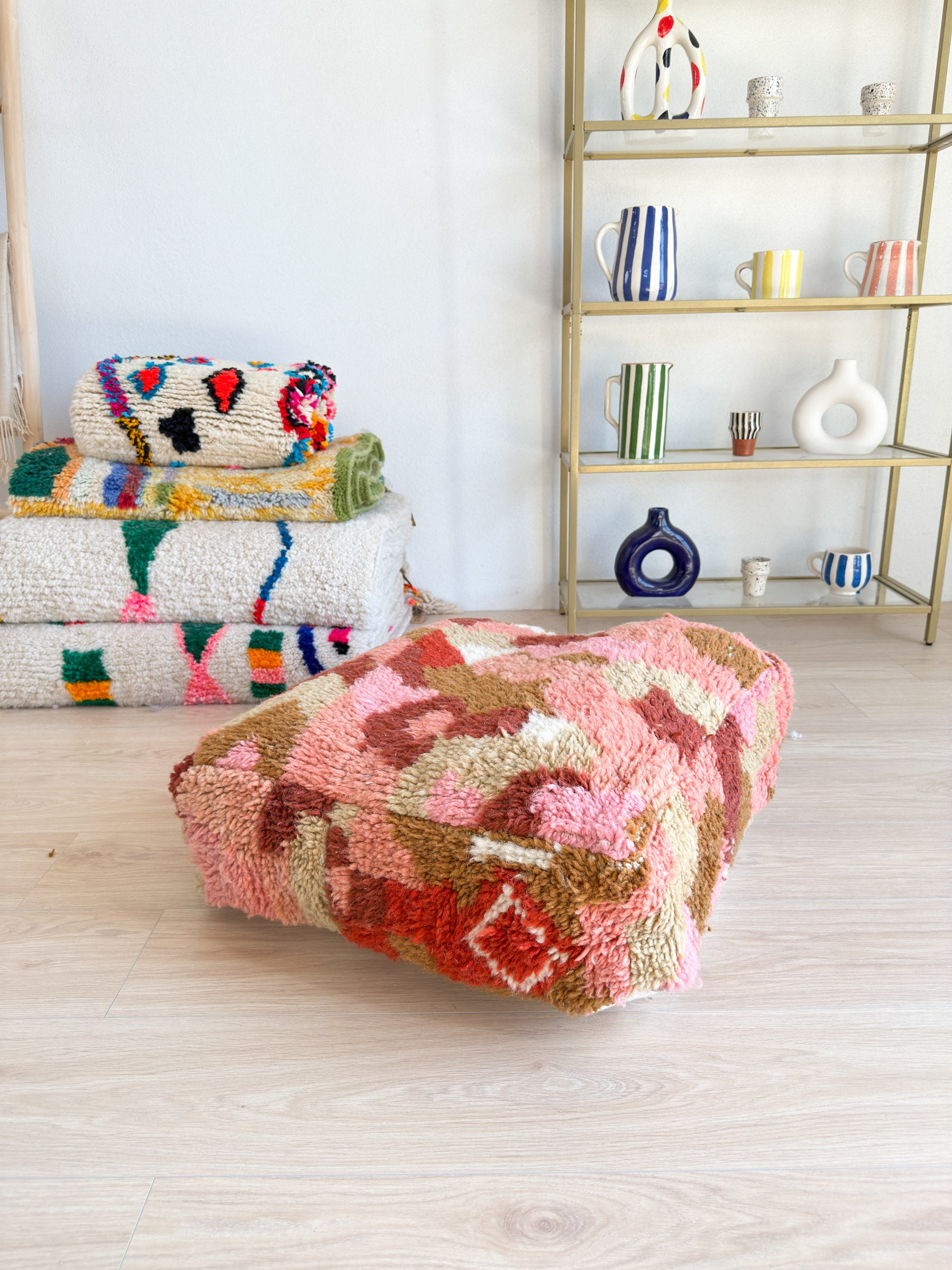 Pouf Marocain, pouf berbère coloré - 60 x 60 cm - n°30