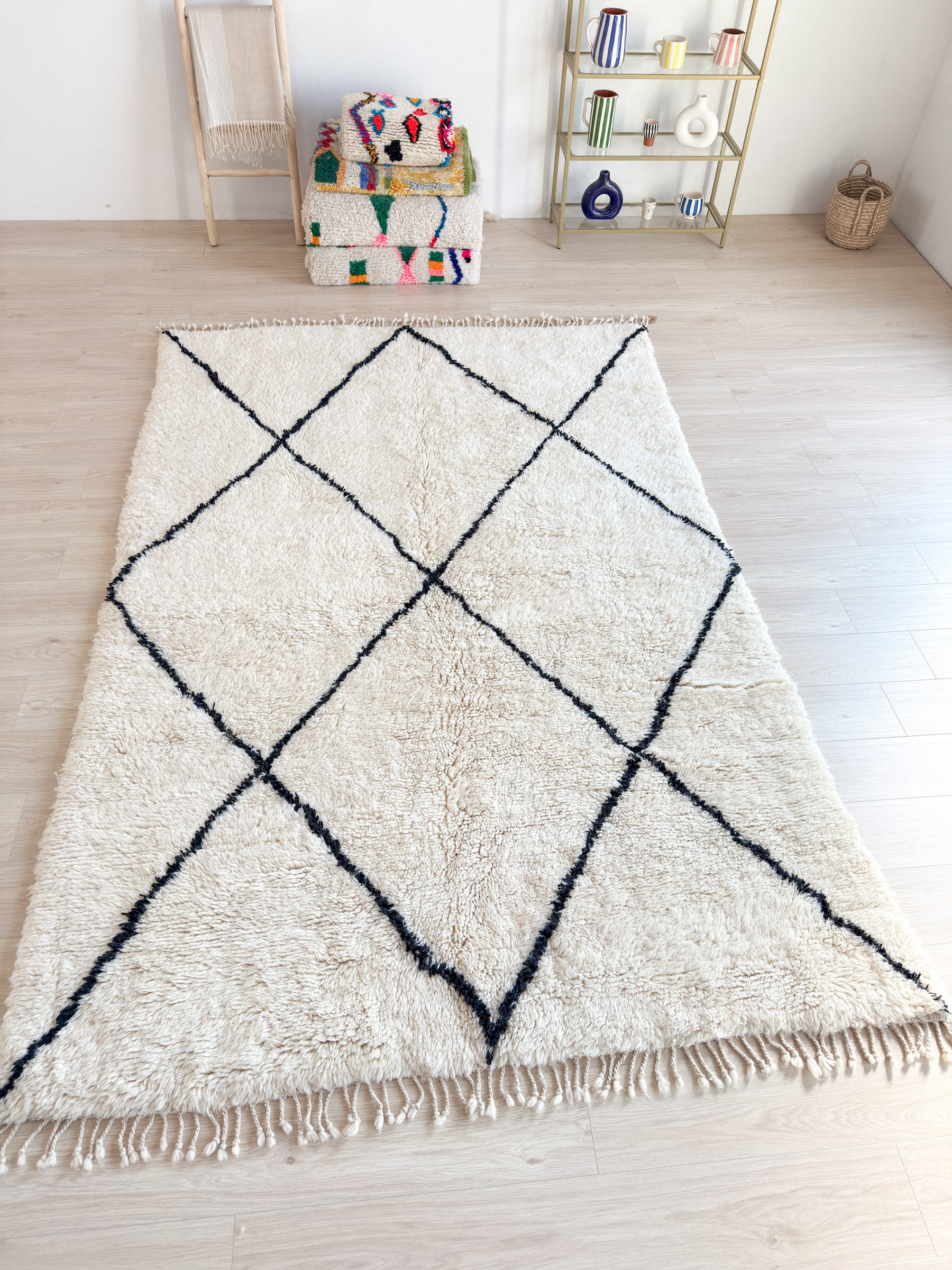 Tapis berbère blanc 197 x 311 cm - n°2340